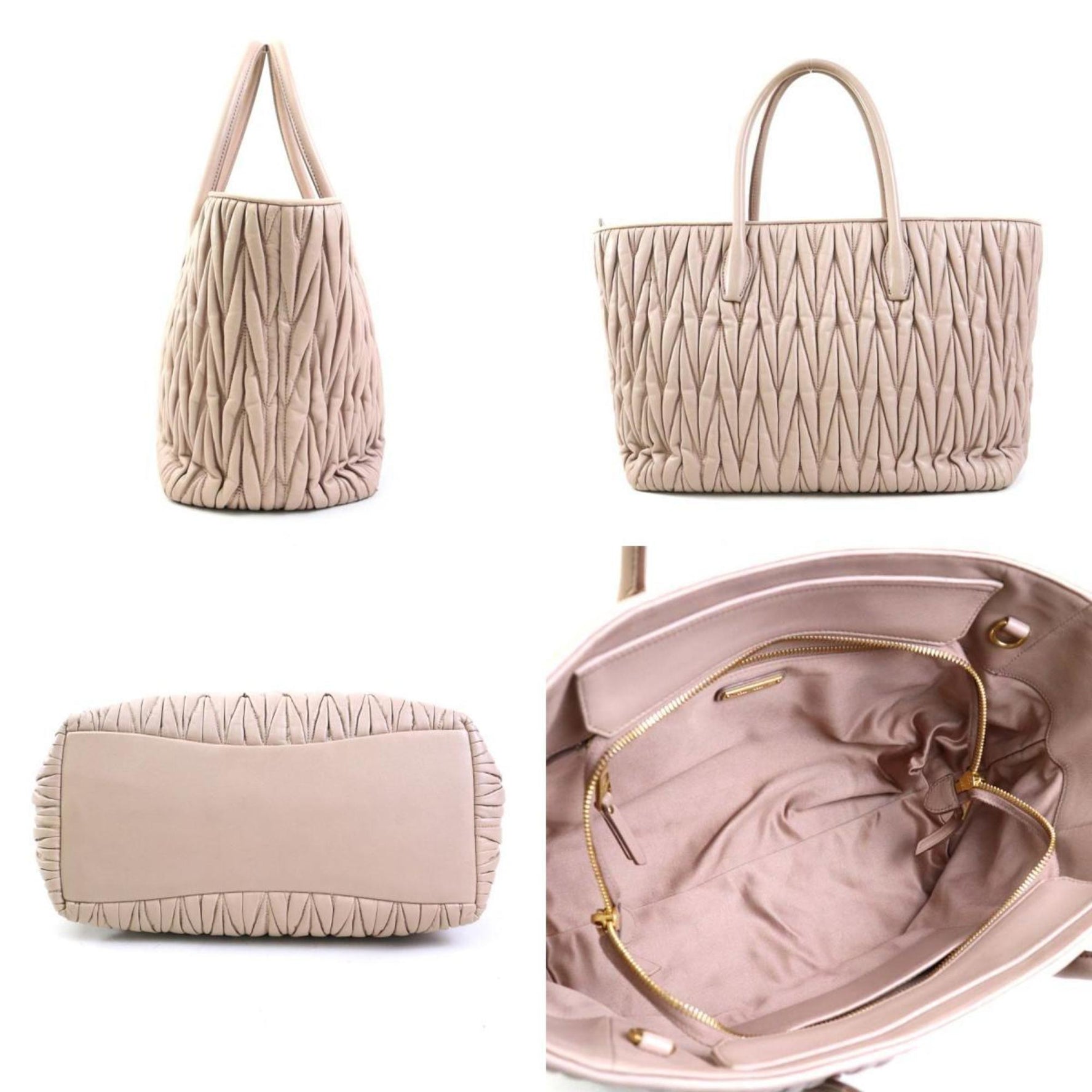 Miu Miu Miu handbag shoulder bag leather pink beige ladies