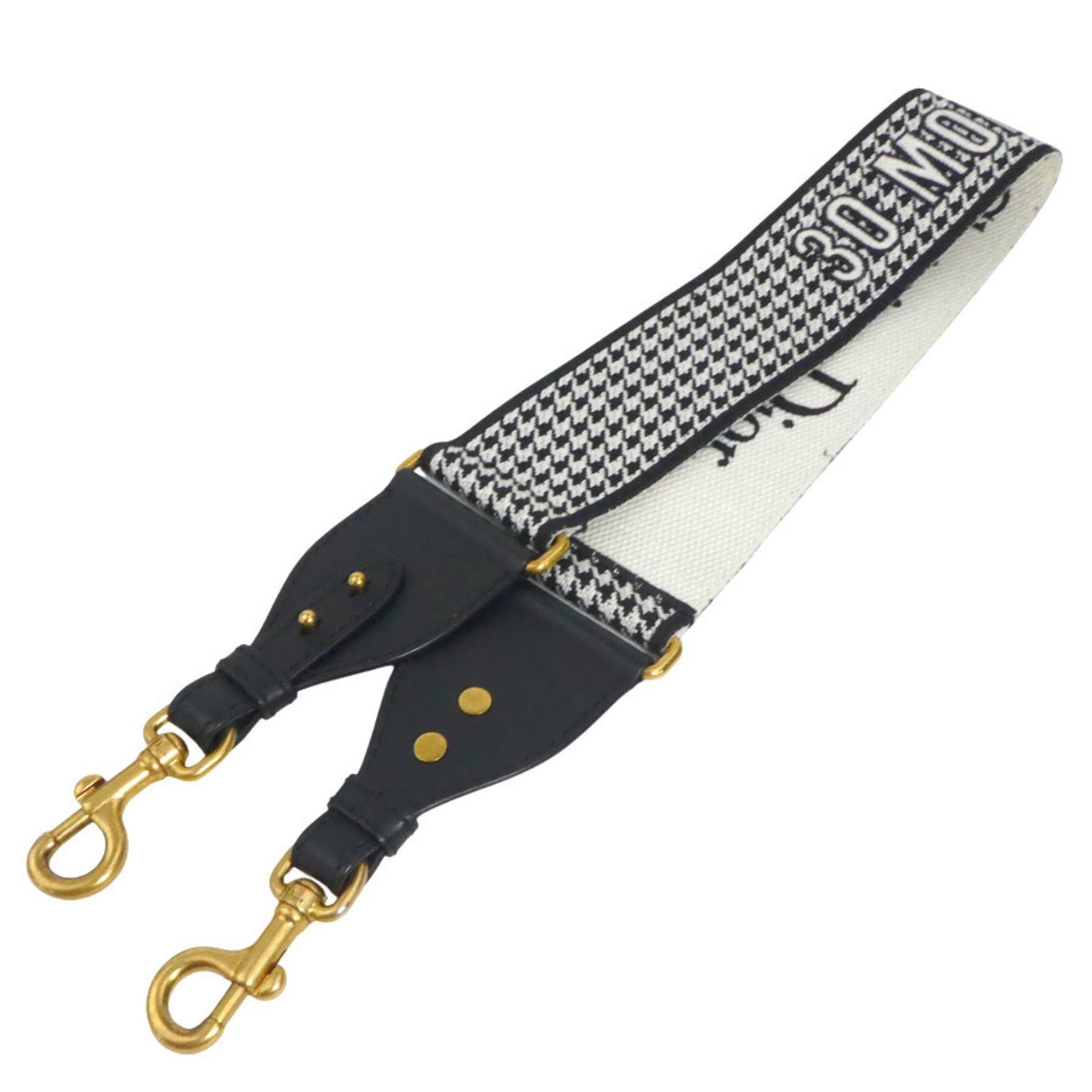Christian Dior Shoulder Strap 30 Montaigne Canvas Leather Black x White Women's 56108a