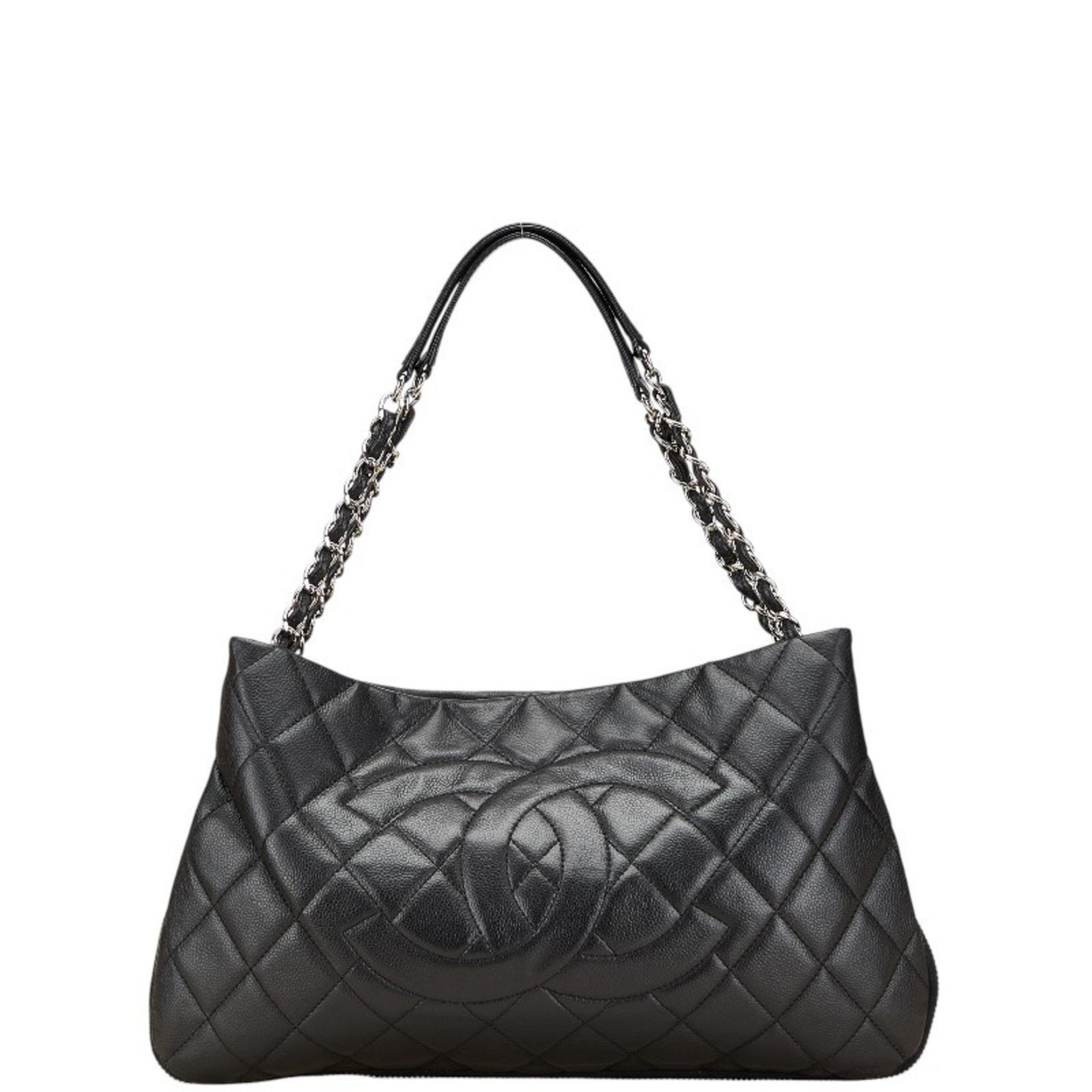 CHANEL Coco Mark Matelasse Chain Tote Bag in Soft Caviar Leather