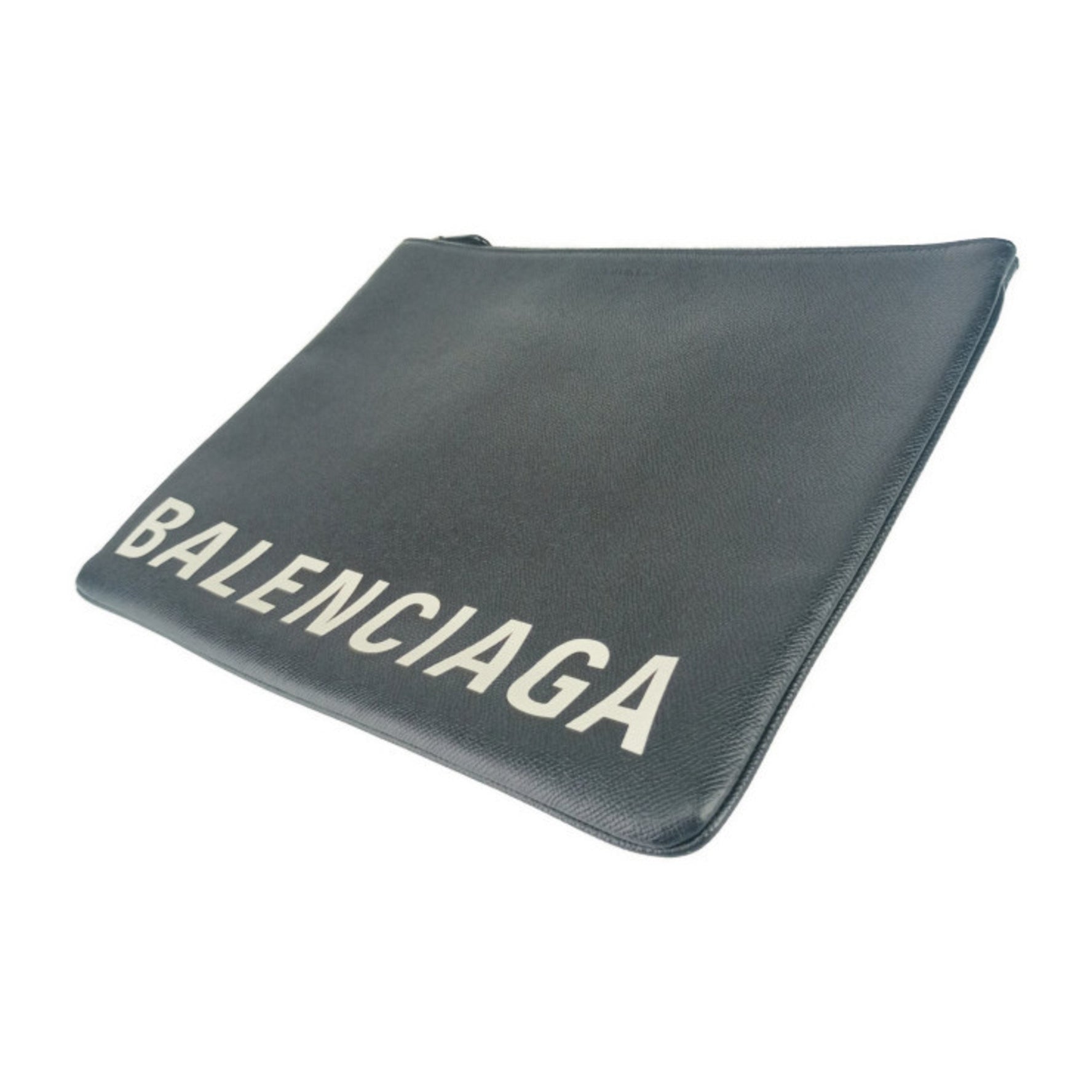 BALENCIAGA VILLE POUCH clutch bag in black and white leather for men