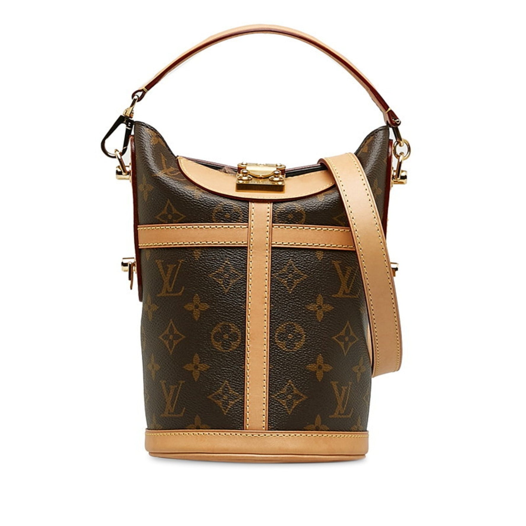 Louis Vuitton Monogram Duffle Bag Handbag Shoulder M43587 Brown Leather Women's LOUIS VUITTON