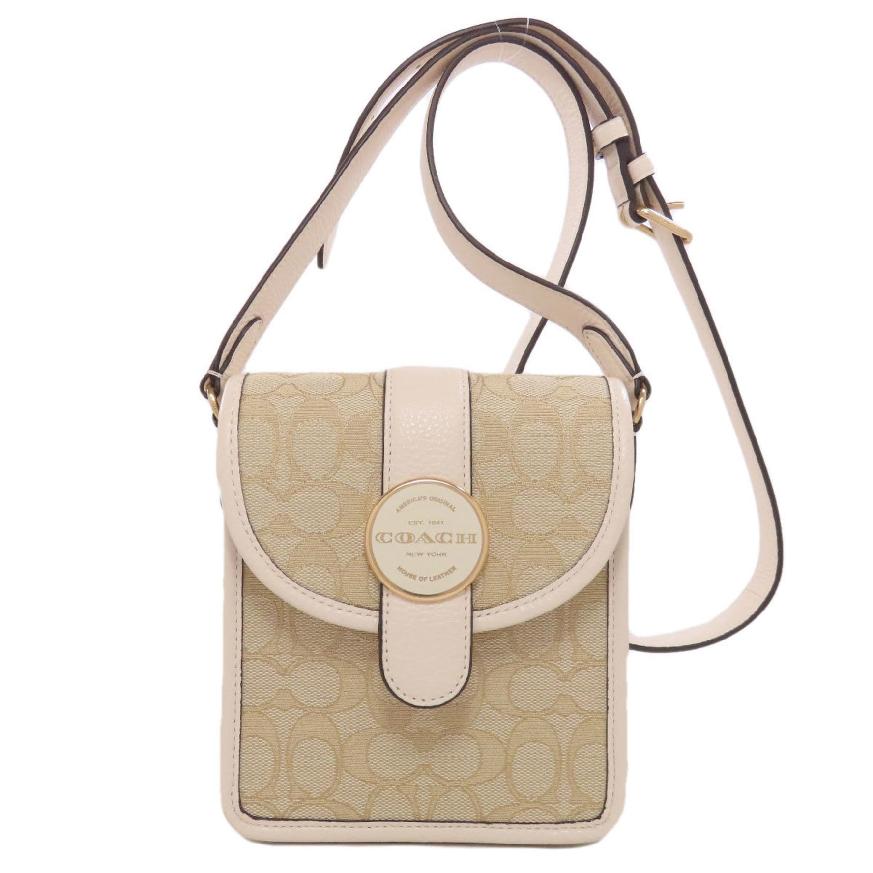 Coach North South Ronnie Crossbody Signature Shoulder Bag Canvas Leather