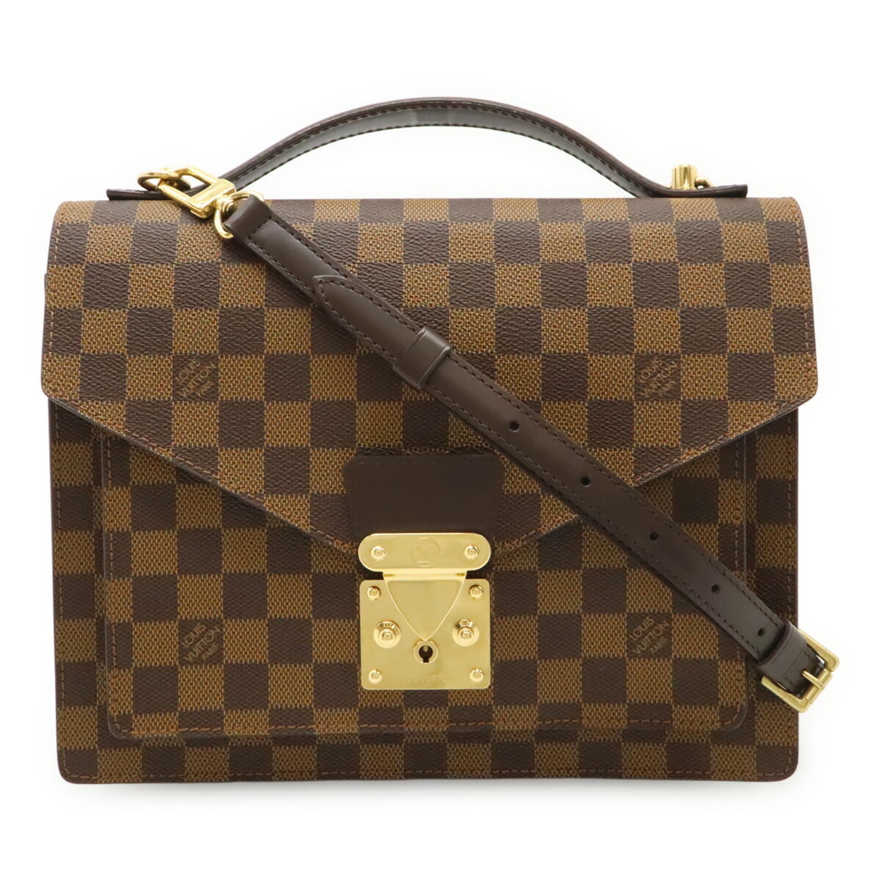 LOUIS VUITTON Damier Monceau 28 Handbag, Second Bag, Shoulder Special Order, Initials Included