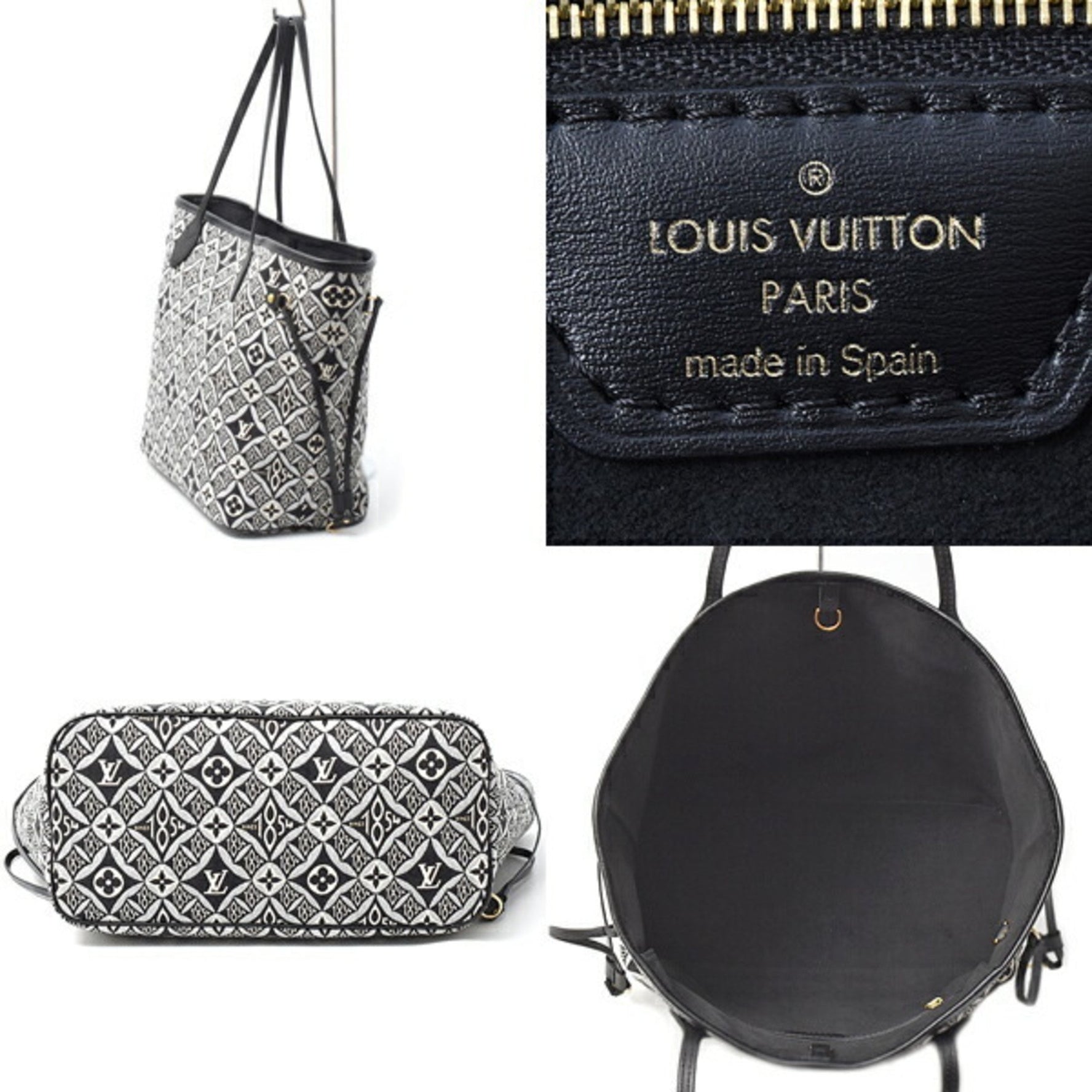 Louis Vuitton Monogram Jacquard Neverfull MM Tote Bag Grey Black