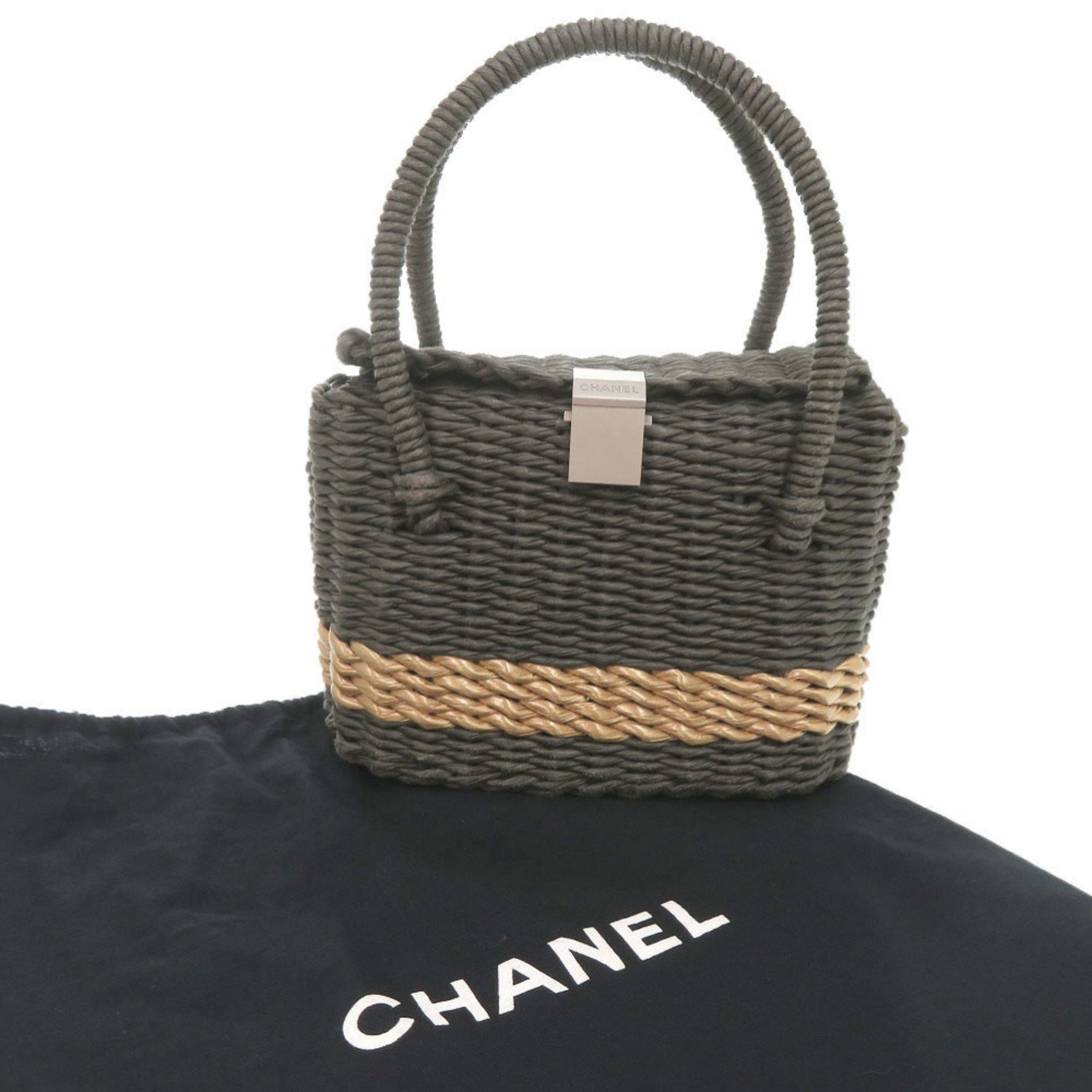 Chanel Straw Basket Bag Handbag 1538
