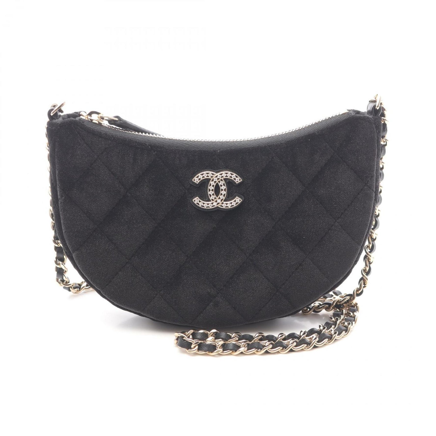 CHANEL Mini Matelasse Hobo Shoulder Bag Fabric