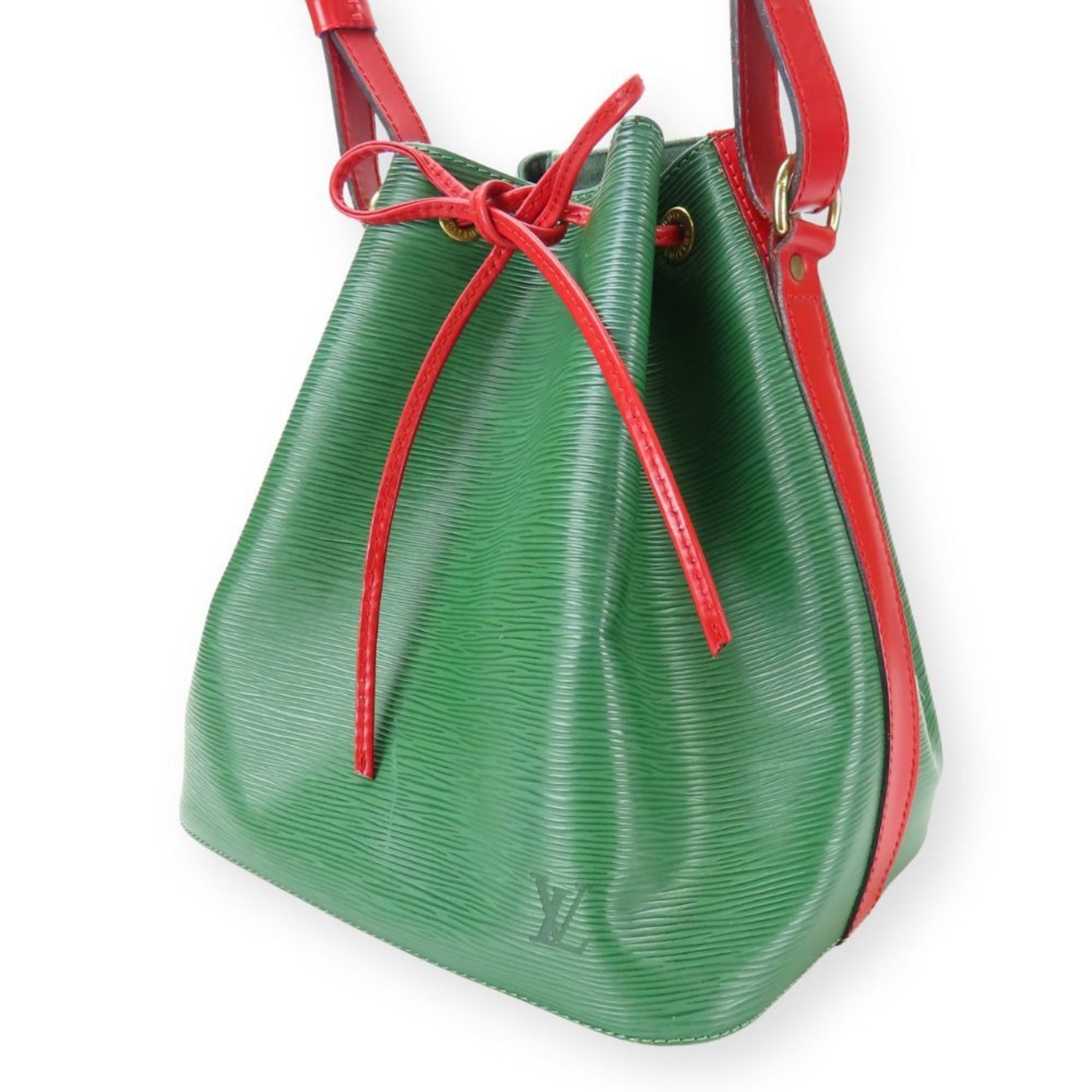 Louis Vuitton Shoulder Bag Petit Noe Epi Leather Green Red Bicolor
