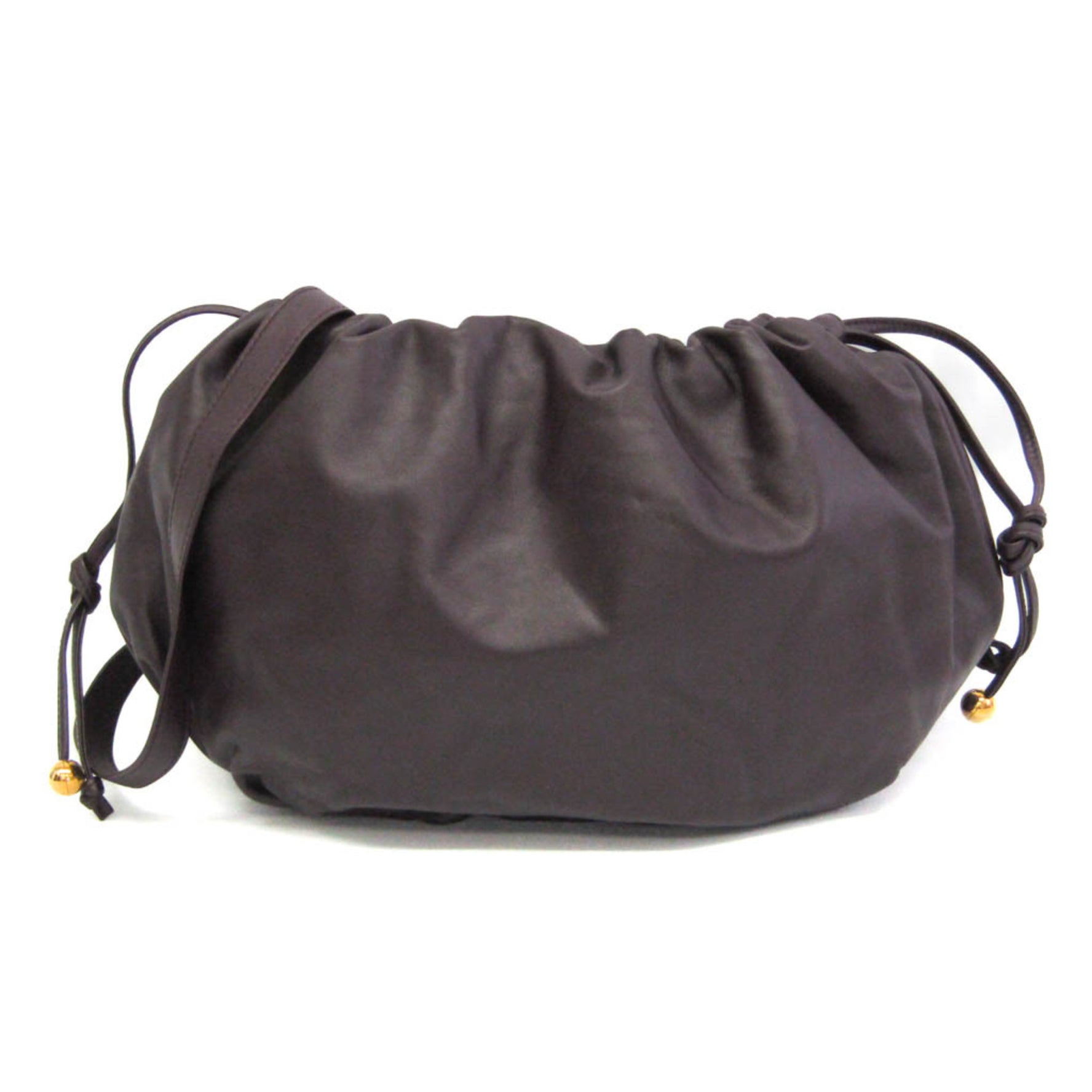 Bottega Veneta Leather Shoulder Bag Purple Brown