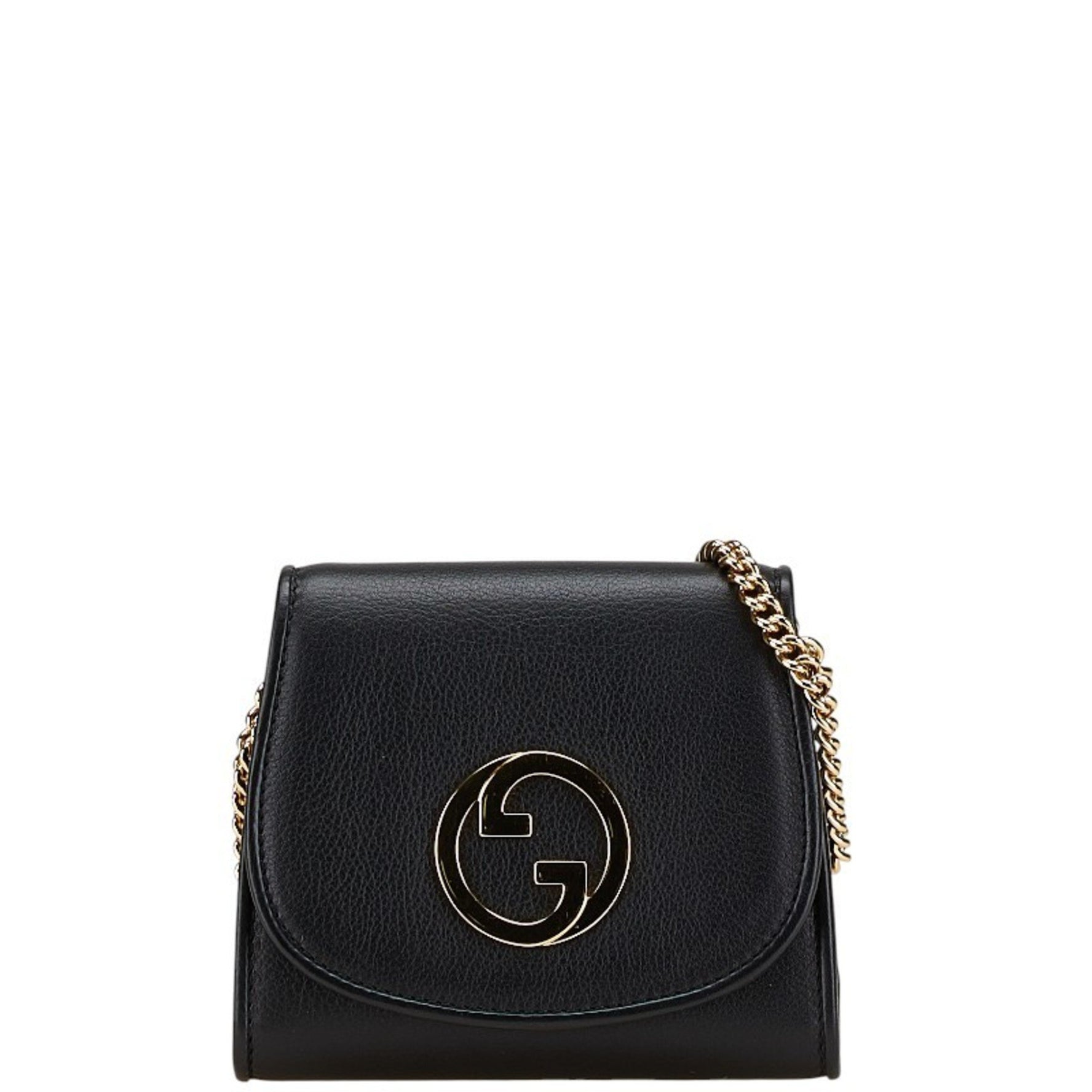 Gucci Blondie Medium Chain Wallet Shoulder Bag Black Leather Women's GUCCI