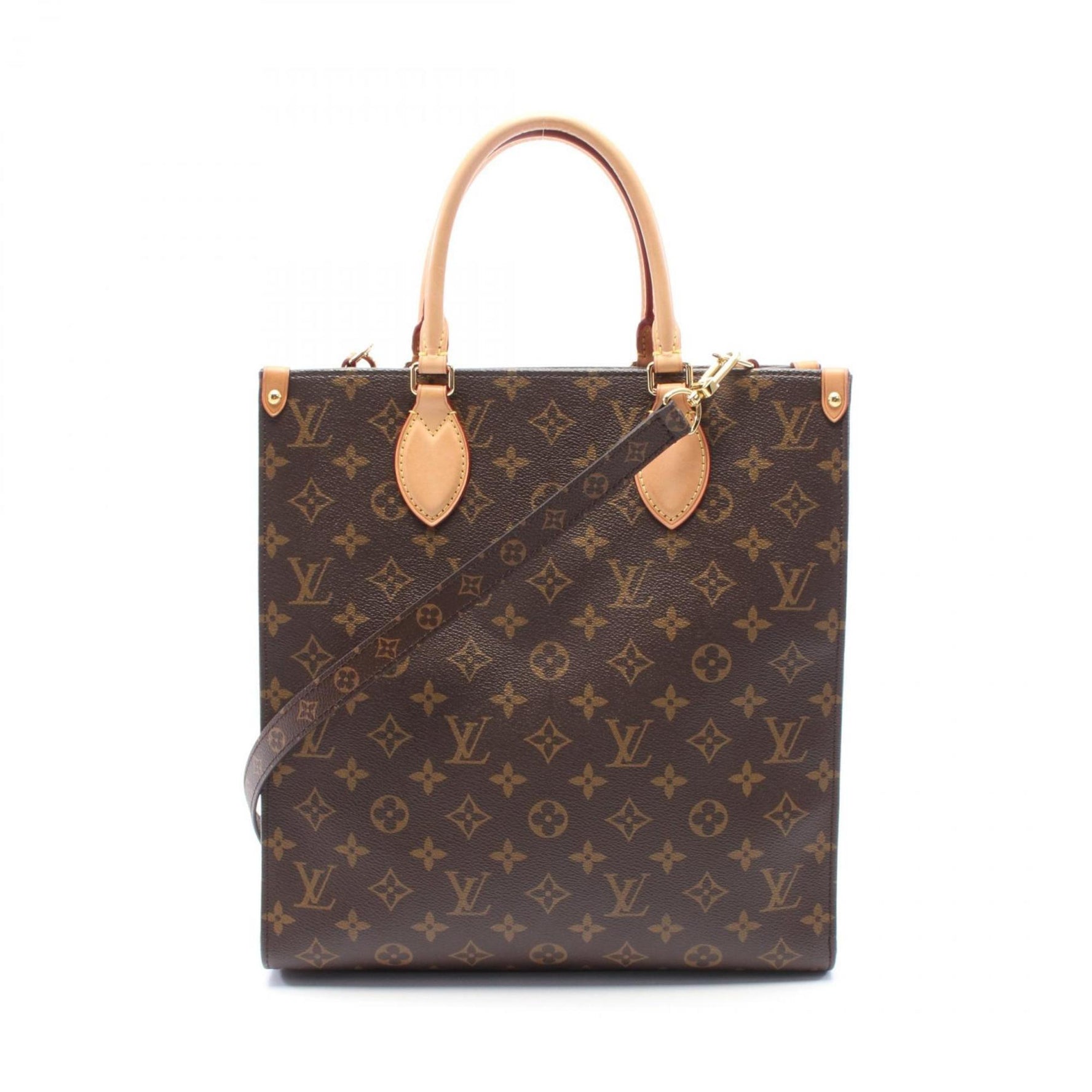 Louis Vuitton Sac Plat PM Tote Bag Coated Canvas Leather Monogram