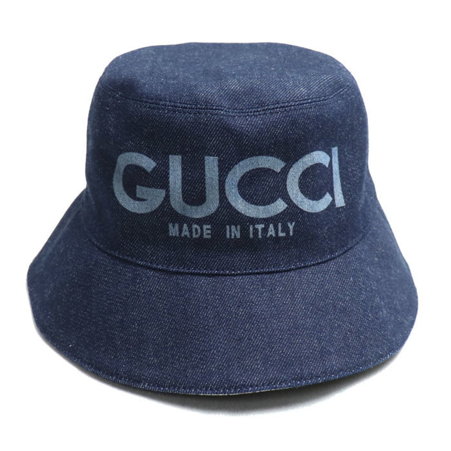 GUCCI Laser Denim Bucket Hat, Size L, Unisex