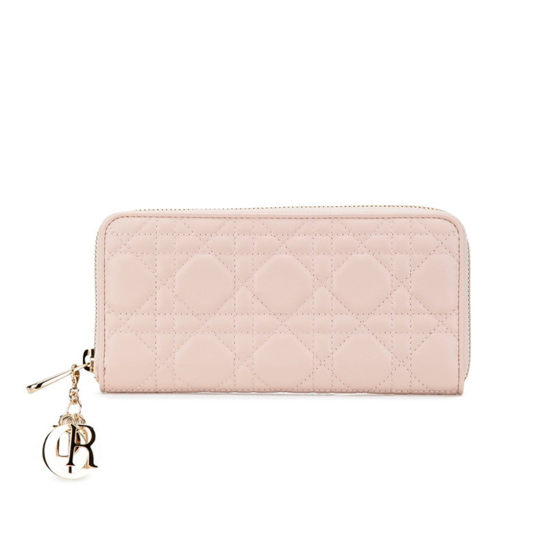 Christian Dior Dior Cannage Round Long Wallet Leather