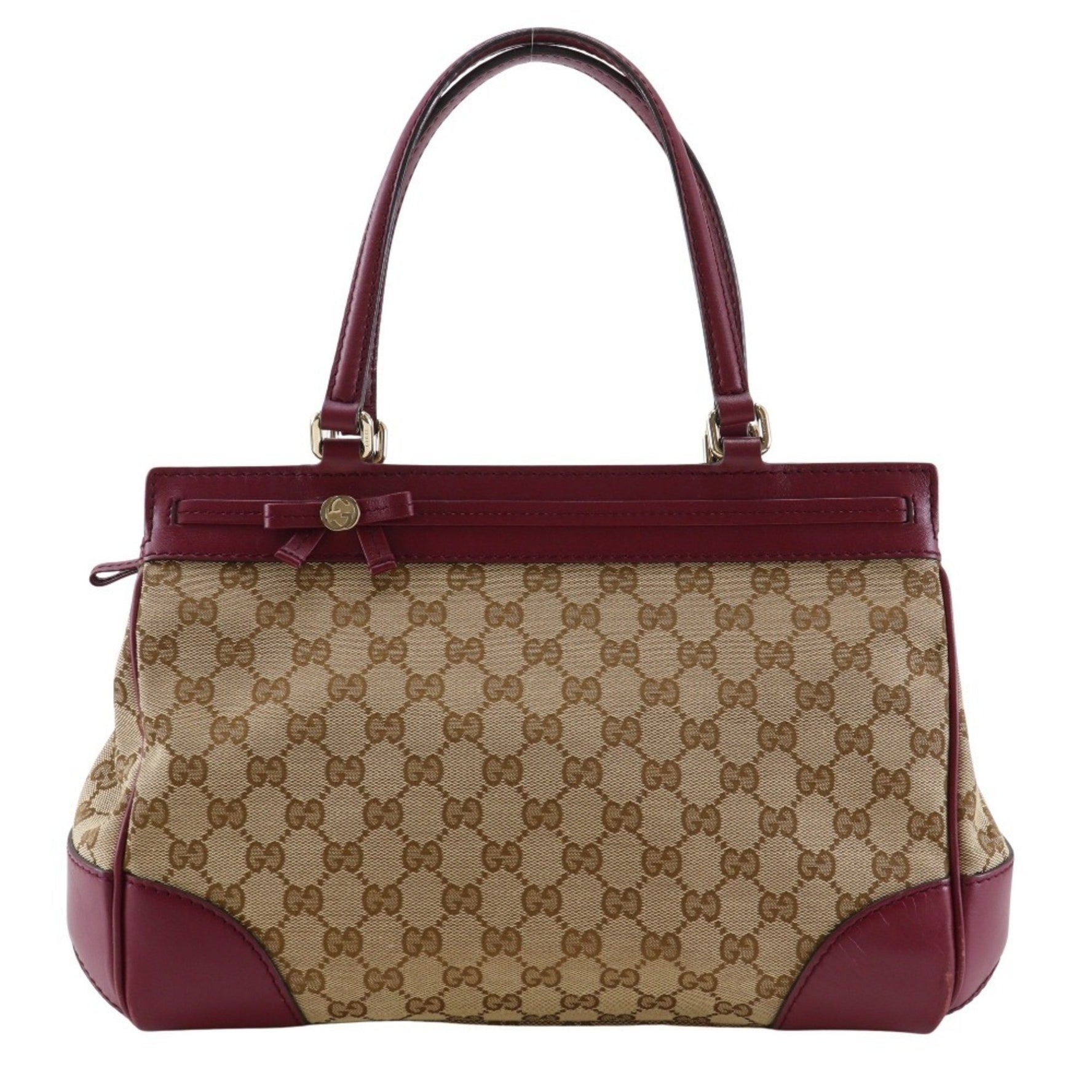 Gucci Mayfair Tote Bag GG Canvas Red Zipper