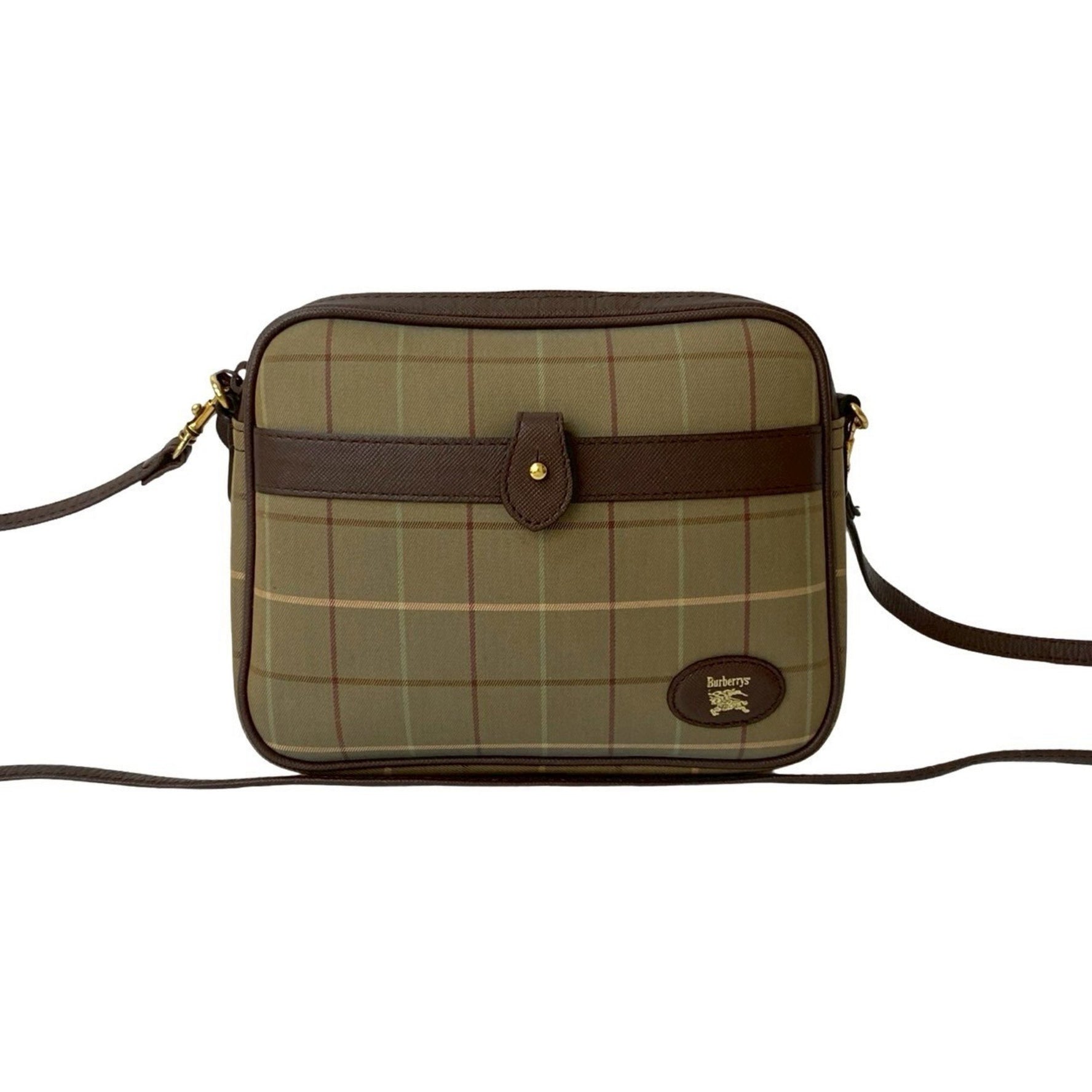 Burberry's Nova Check Leather and Canvas Shoulder Bag, Brown