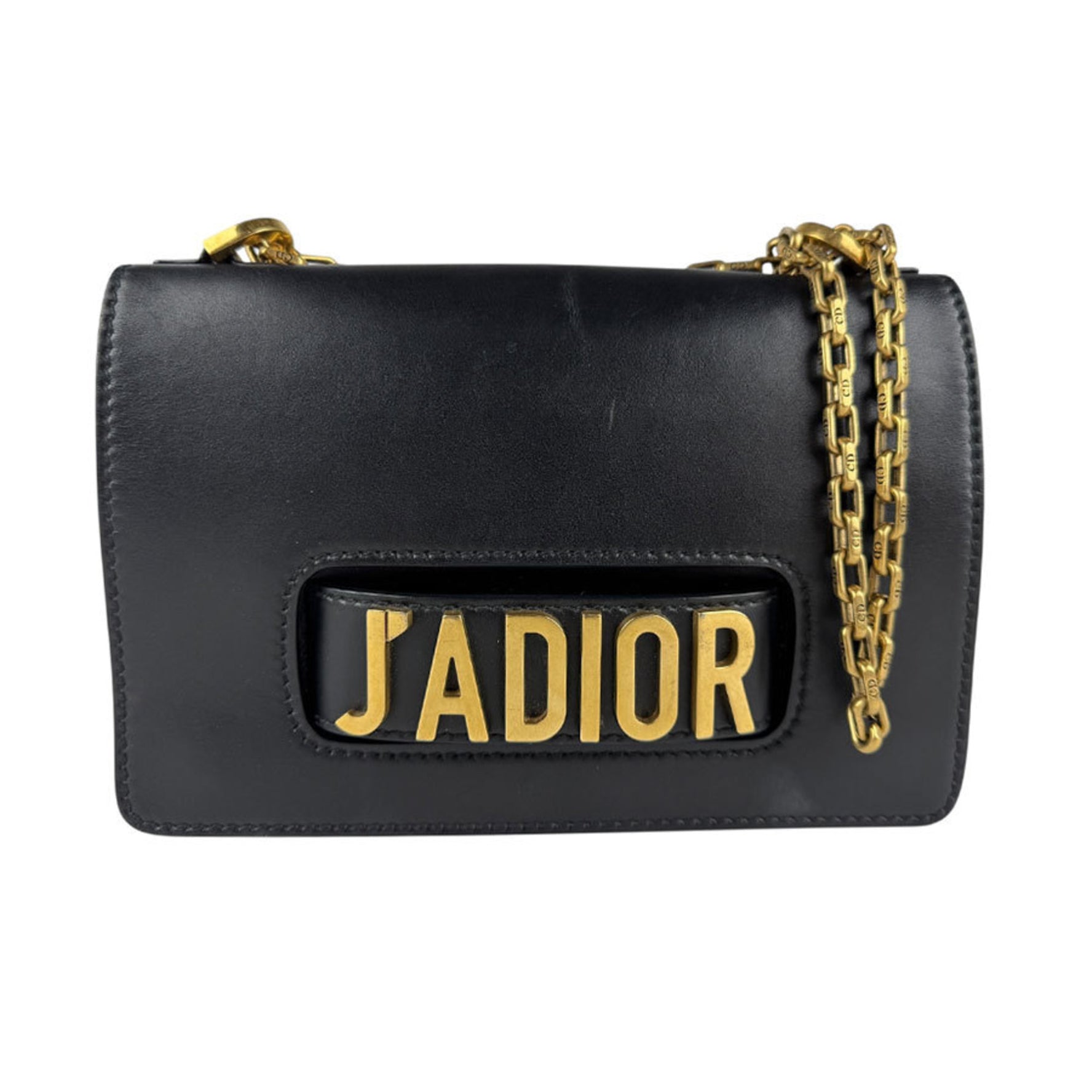 Christian Dior J'A DIOR Shoulder Bag, Leather, Metal, Black, Gold
