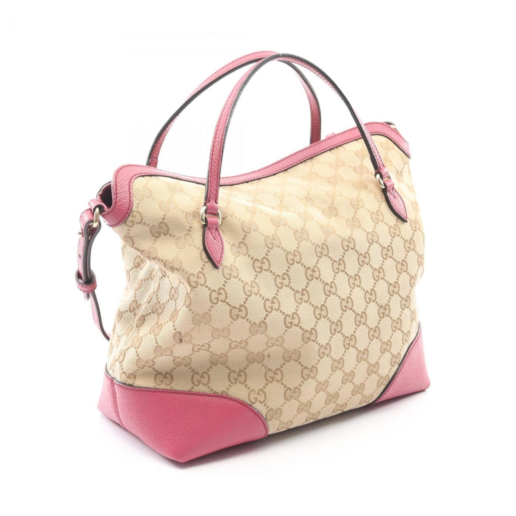 Gucci GG Brie Canvas Handbag, and Leather, Beige Pink