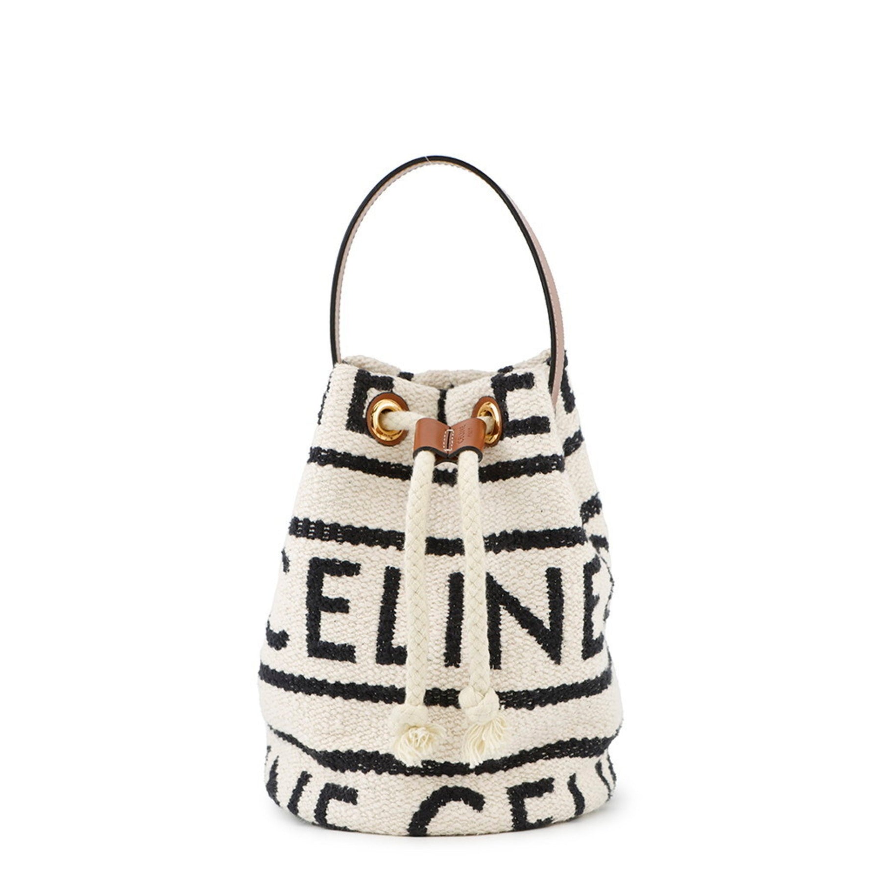 Celine Teen Drawstring Handbag in Cotton and Leather