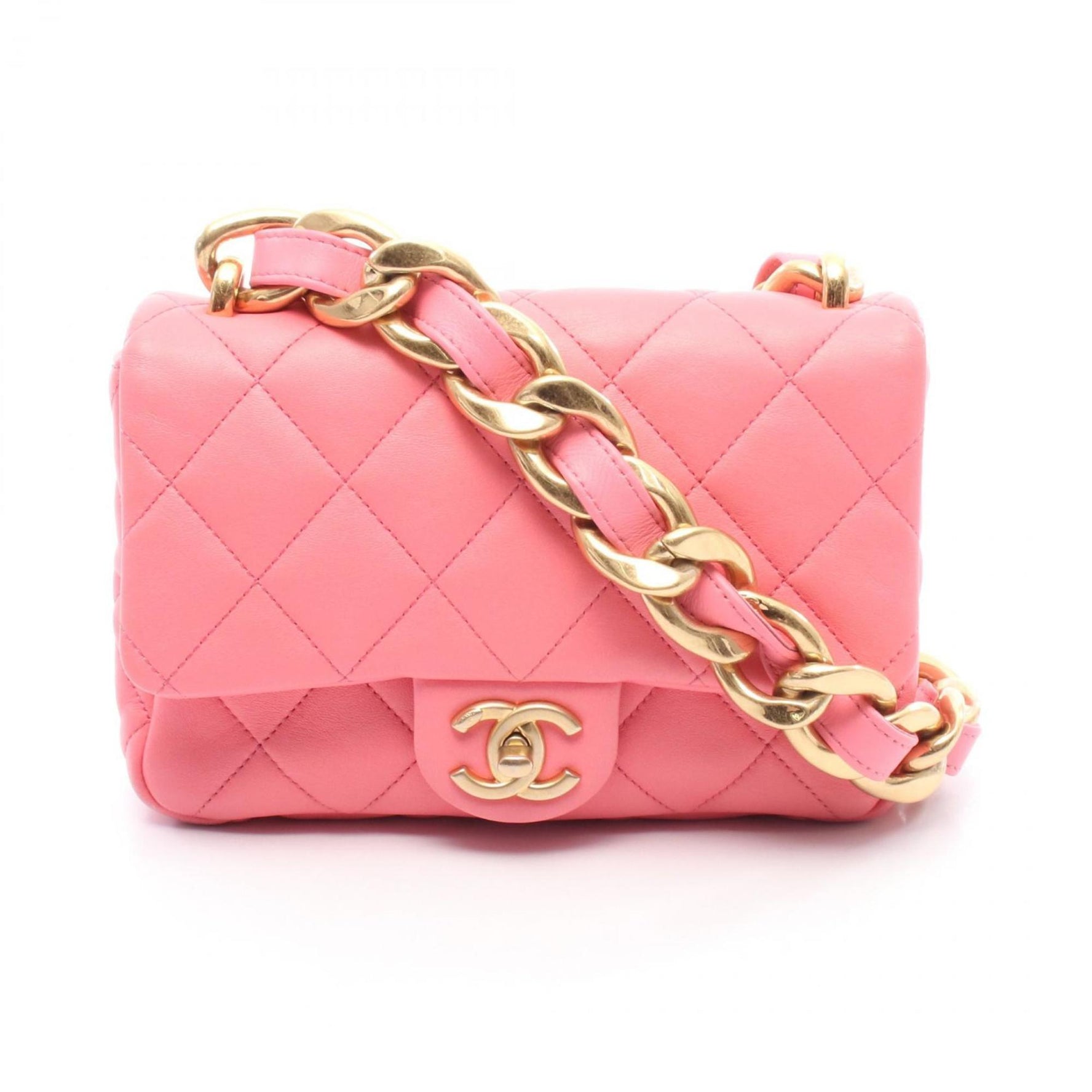 CHANEL Matelasse Shoulder Bag, Leather, Women's, Pink