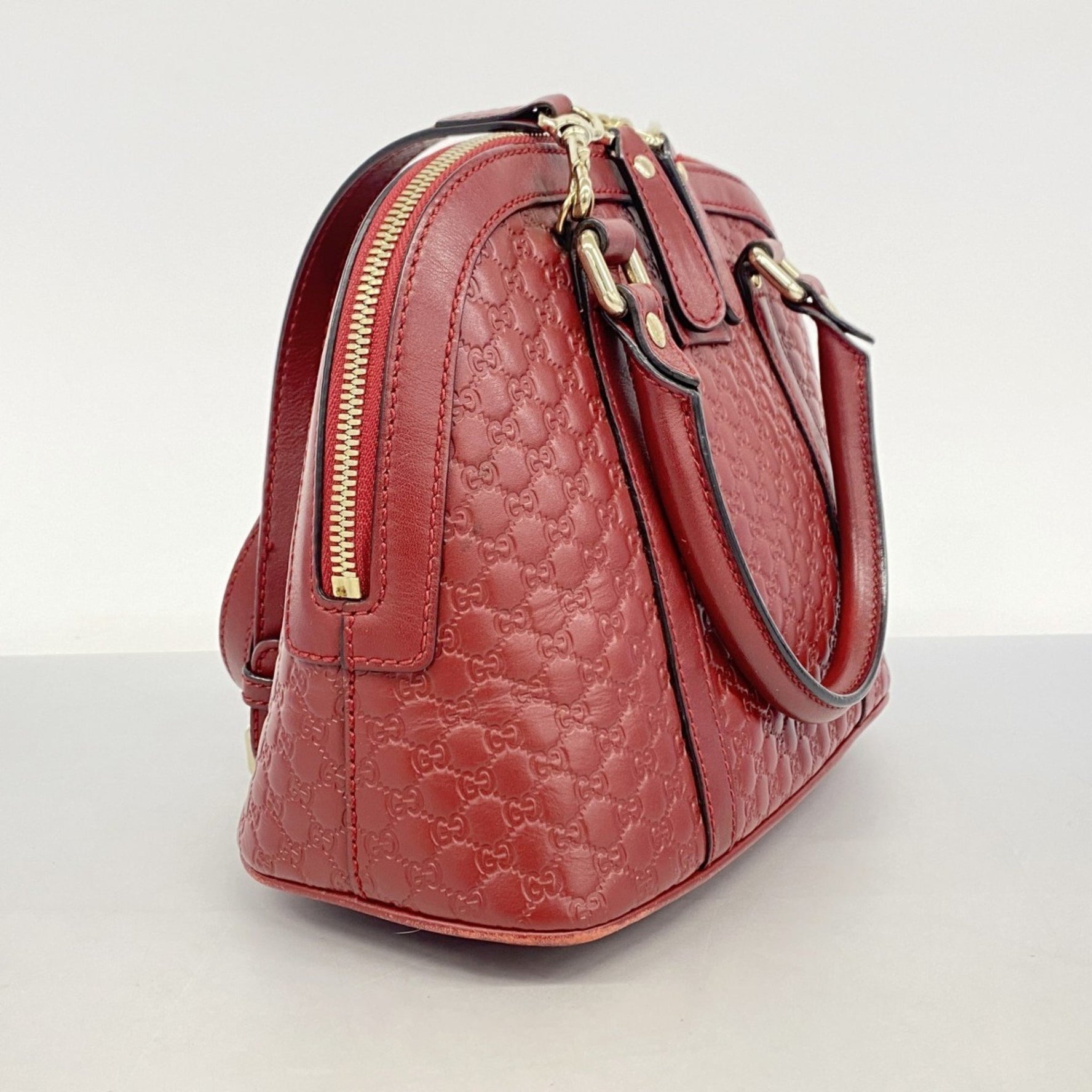 Gucci Micro Guccissima Handbag Leather Red Champagne Women's