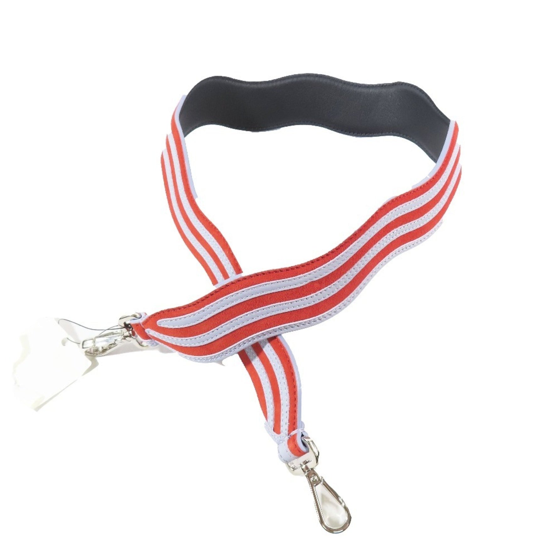 FENDI Strap You Wave Stripe Leather Suede Bag Shoulder Accessory Purple Red
