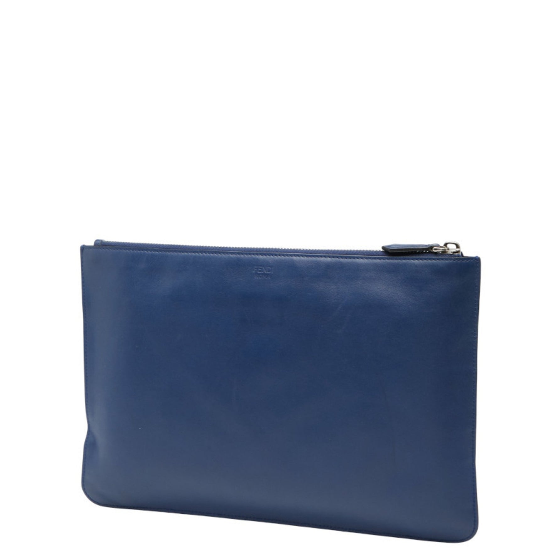 Fendi Bag Bugs Monster Clutch Blue Gray Red Leather