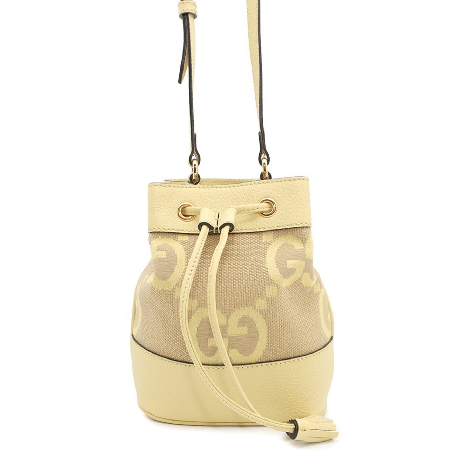 Gucci Jumbo GG Mini Bucket Shoulder Bag in Canvas and Leather