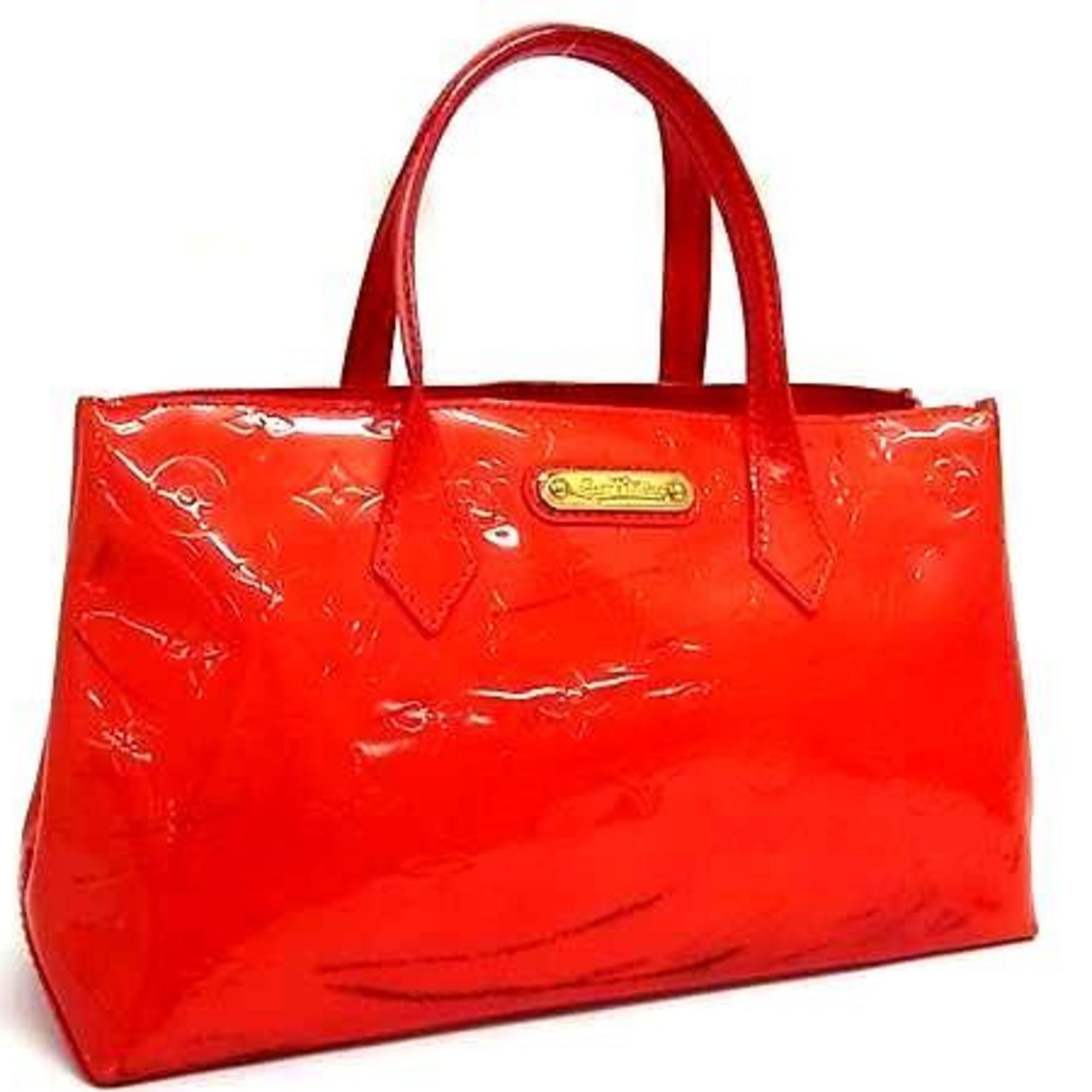 Louis Vuitton Monogram Vernis Wilshire PM Handbag Rouge Grenadire Patent Leather Tote Bag