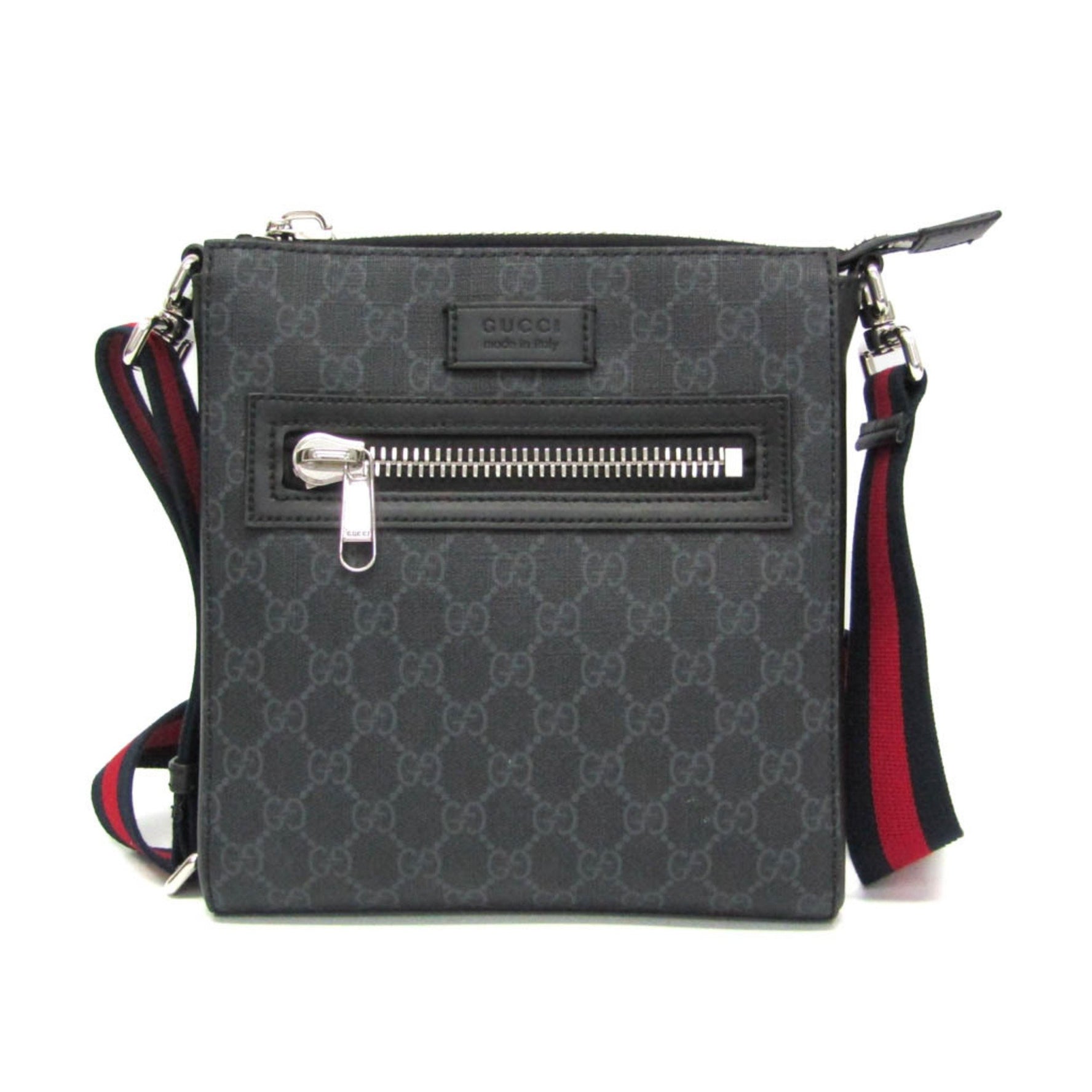 Gucci GG Supreme,Leather Messenger Bag,Shoulder Bag Black,Gray