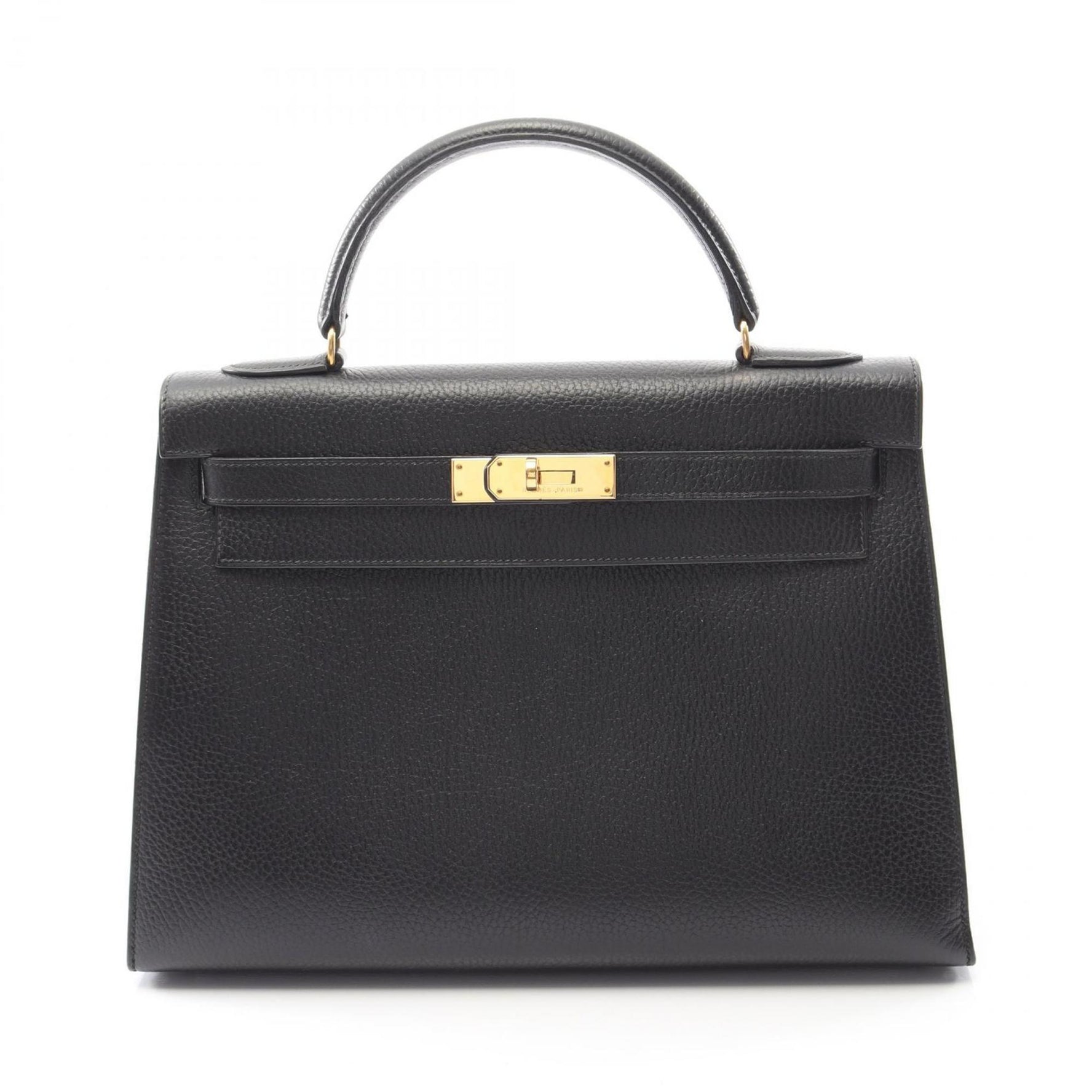 Hermes Kelly 32 handbag, leather Ardennes, women's, black