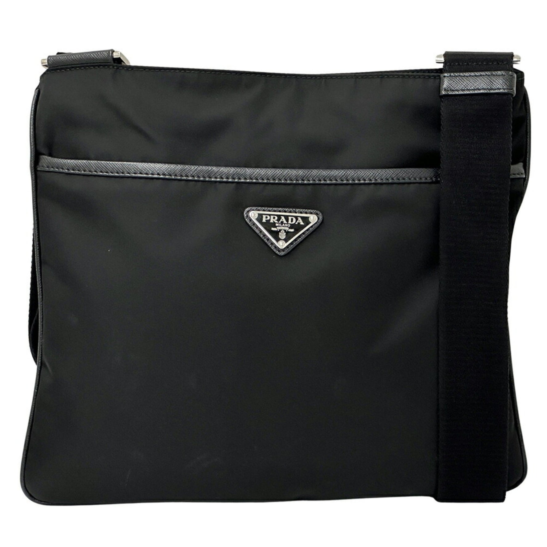 Prada Tessuto NERO Square Shoulder Bag in Black Saffiano Nylon (2VH053) for Men and Women
