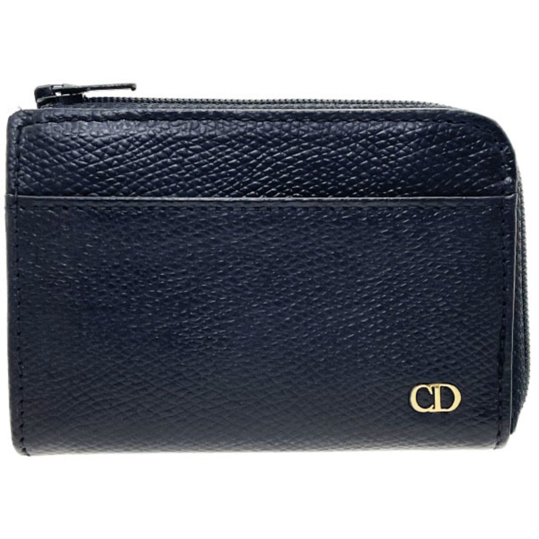 Christian Dior Coin Case L-Shaped Purse Leather CD Old Classic C.Dior