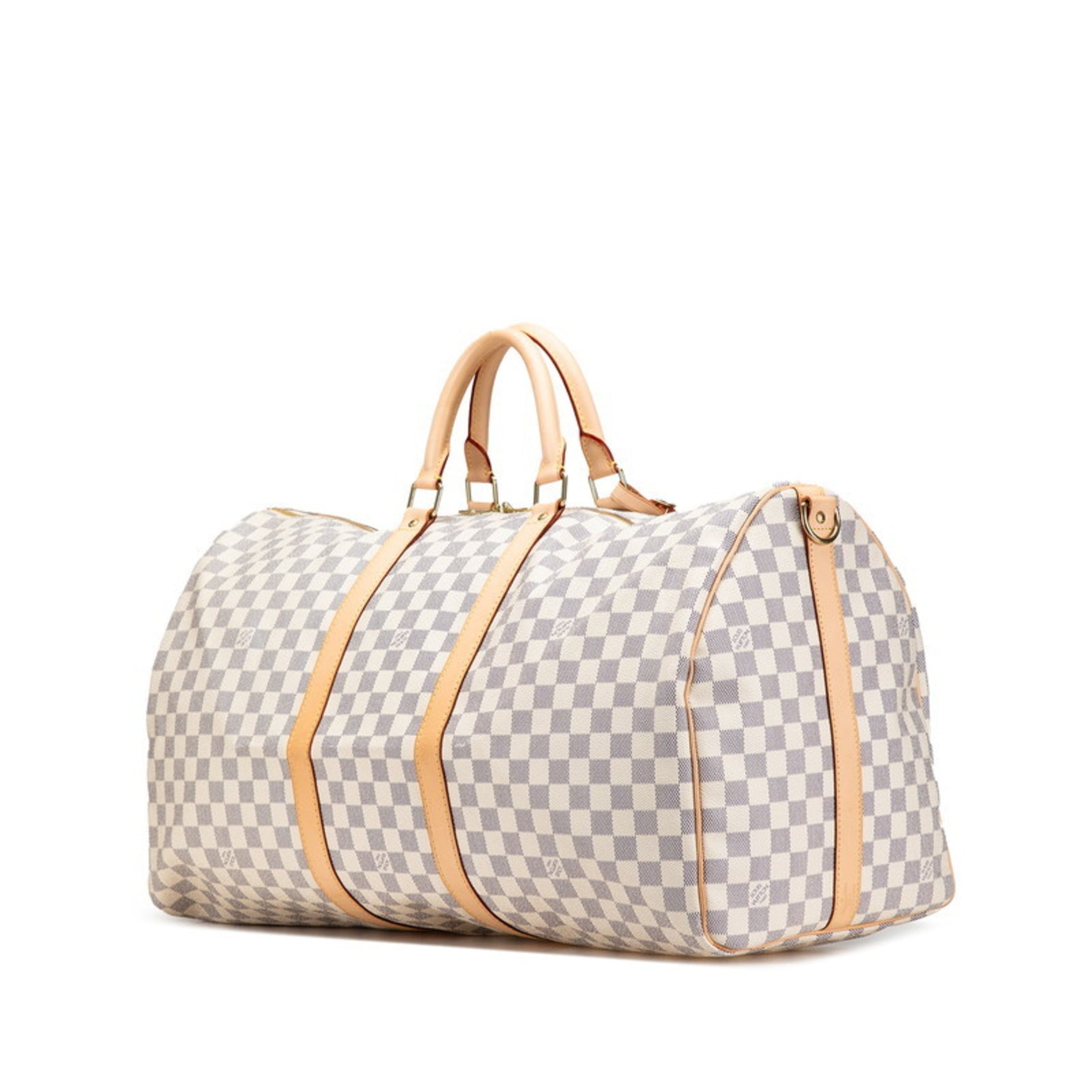 Louis Vuitton Damier Azur Keepall 55 Bandouliere Boston/Shoulder Bag, 2-Way, N41429, White PVC Leather, Women's, LOUIS VUITTON