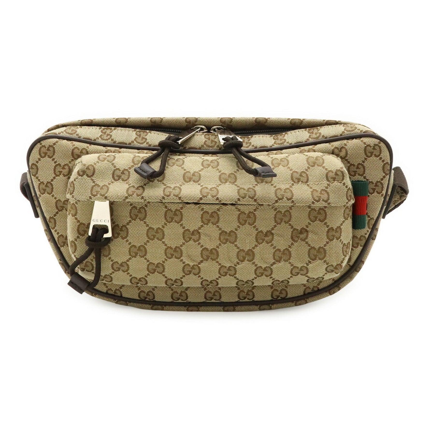 GUCCI GG Canvas Large Sling Bag, Body Waist Canvas, Beige, Dark Brown