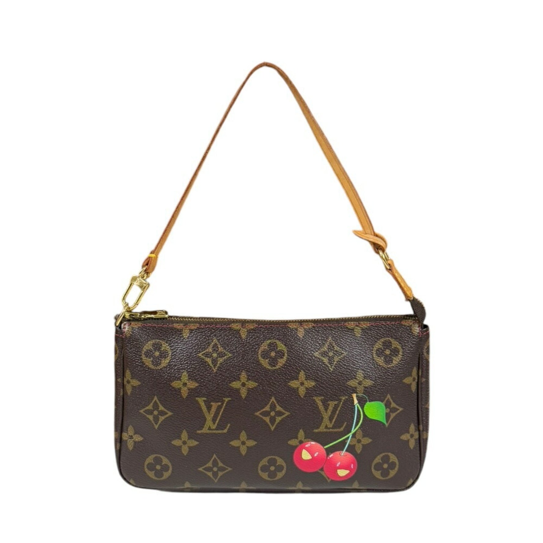 Louis Vuitton Takashi Murakami Collaboration Pochette Accessoires Monogram Cherry Handbag Canvas M95008 Brown Women's LOUIS VUITTON