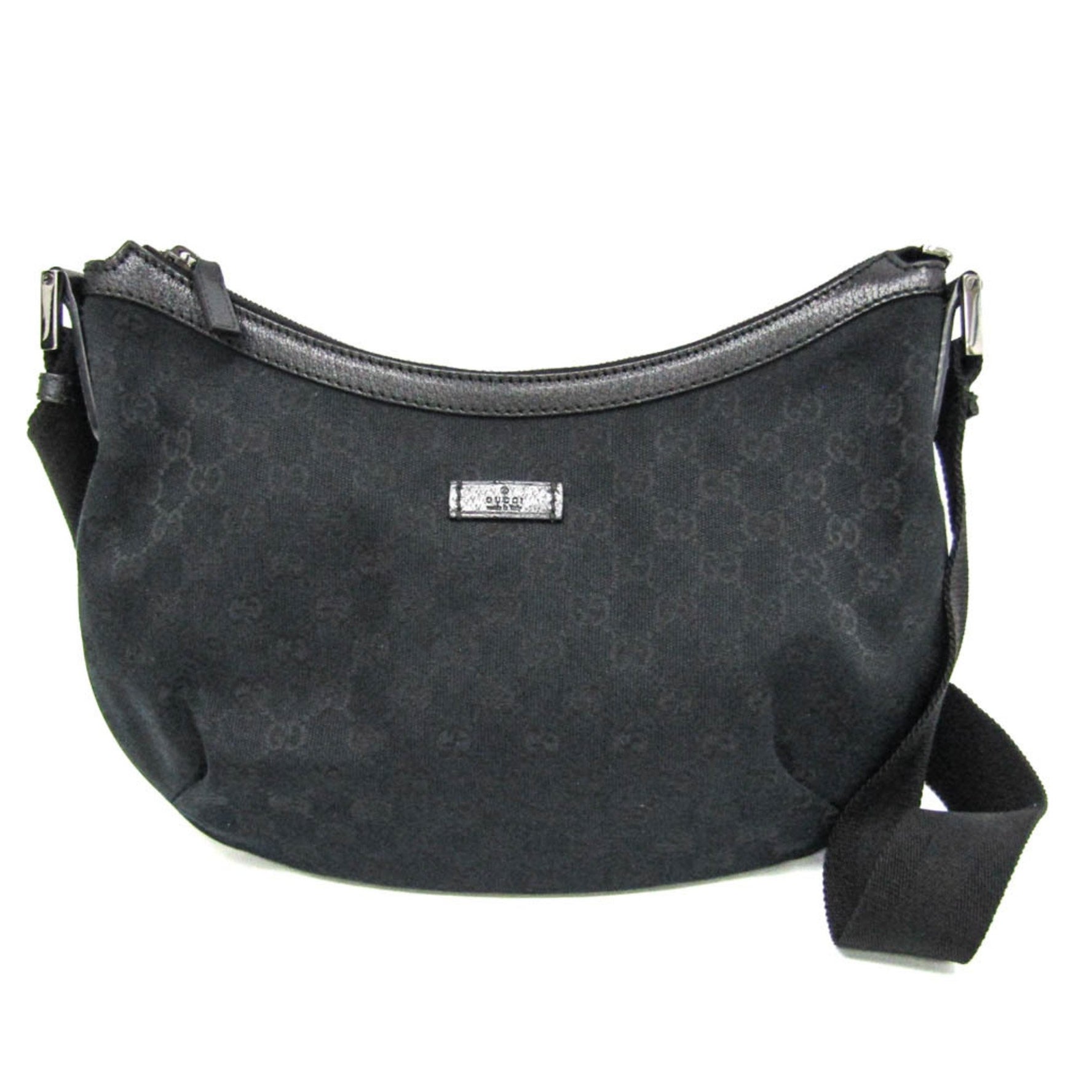 Gucci GG Canvas Women's GG Canvas,Leather Shoulder Bag Black