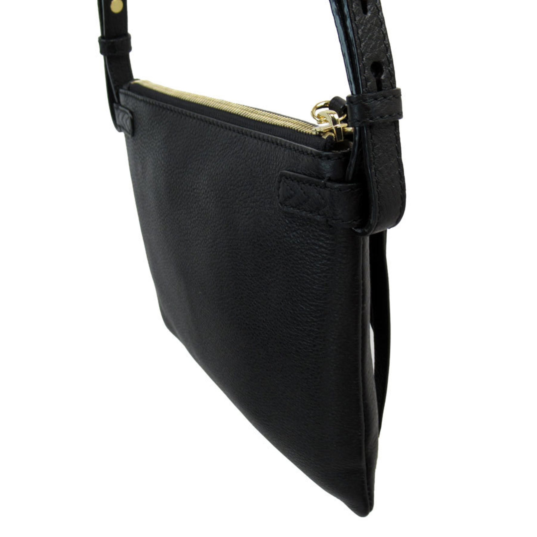 BALLY Shoulder Bag Leather Black x Red Ivory