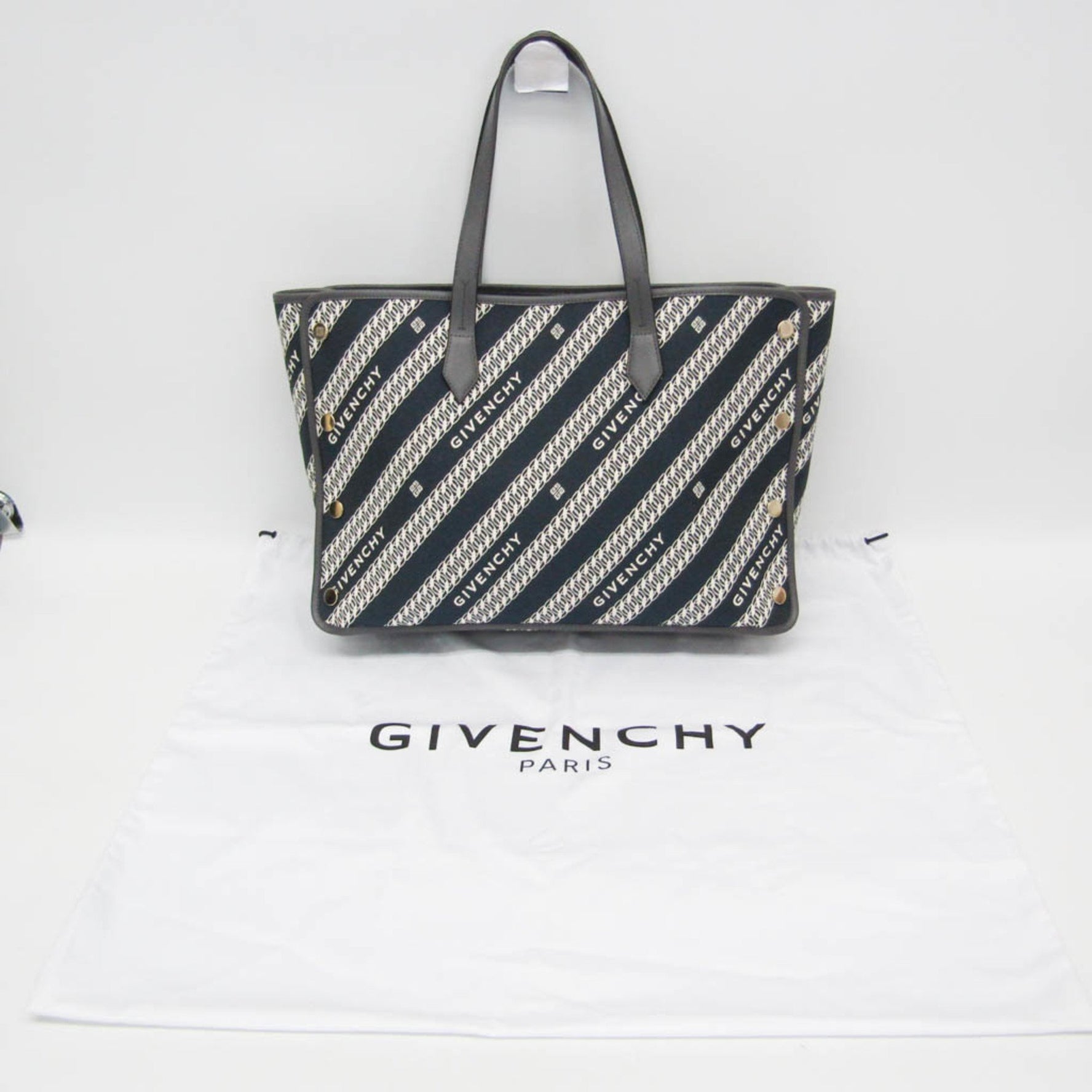 Givenchy Bond Tote Men,Women Leather,Canvas Tote Bag Gray,Navy,White