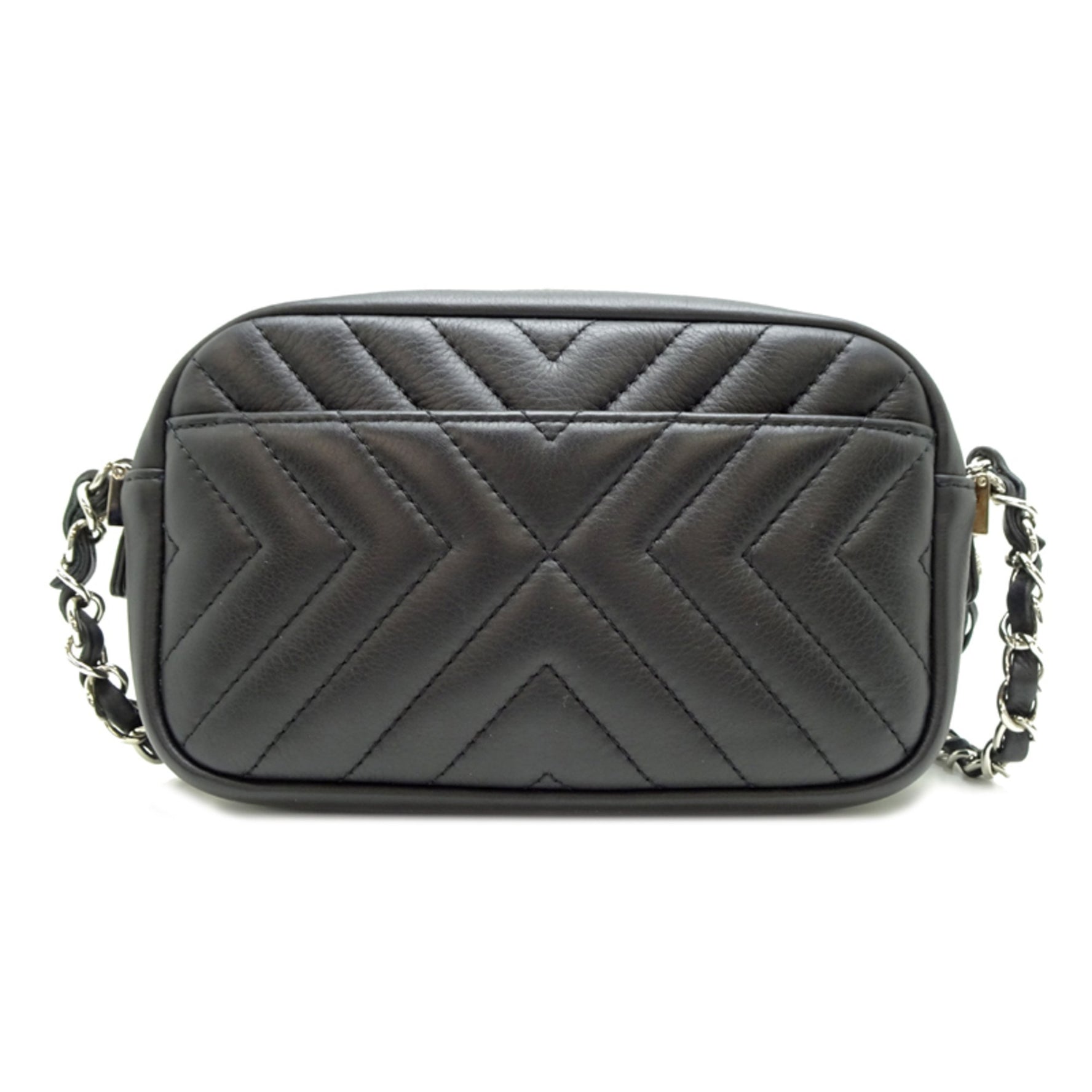 Chanel Chevron V-Stitch Chain Shoulder Bag in Lambskin