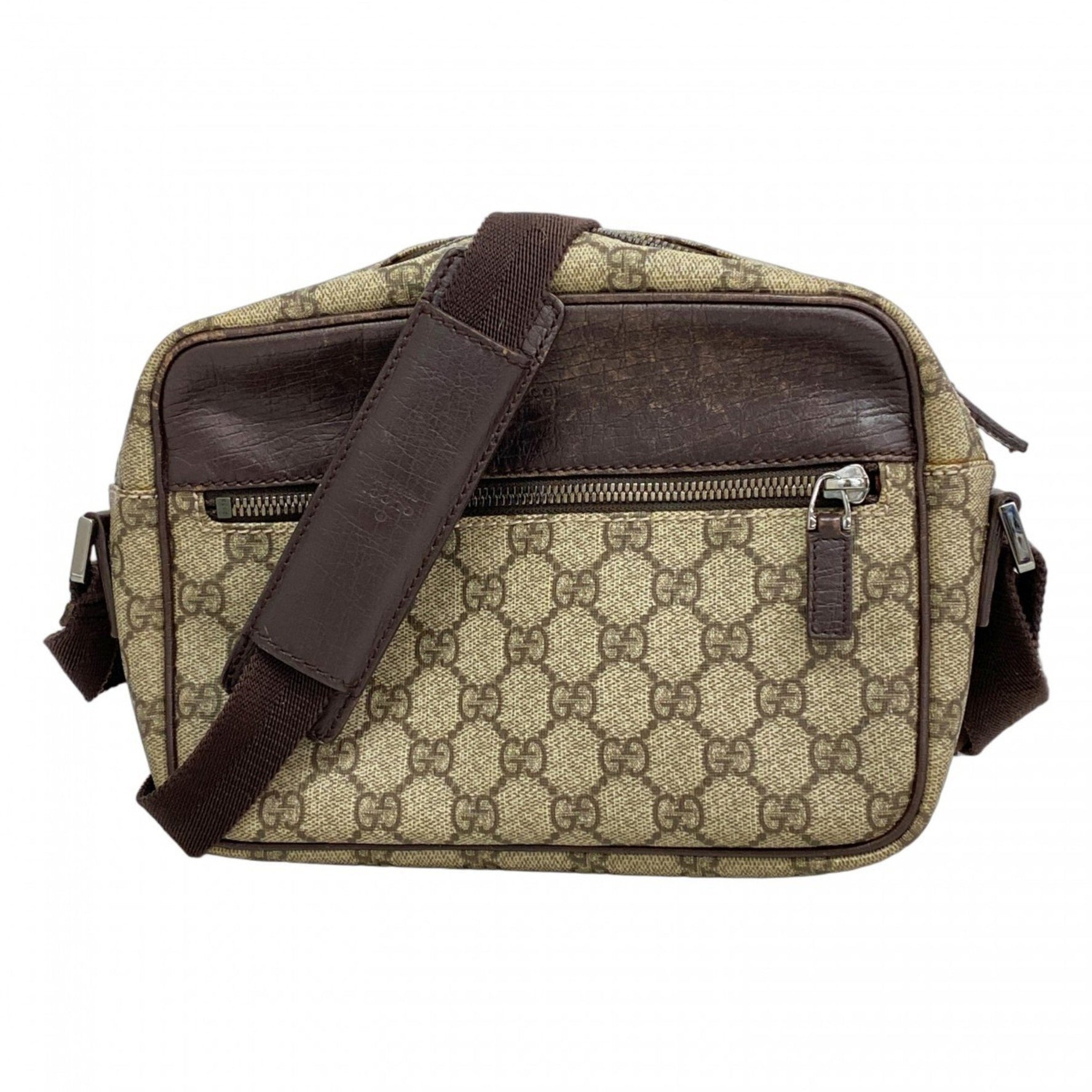 Gucci GG Supreme Shoulder Bag Beige Brown