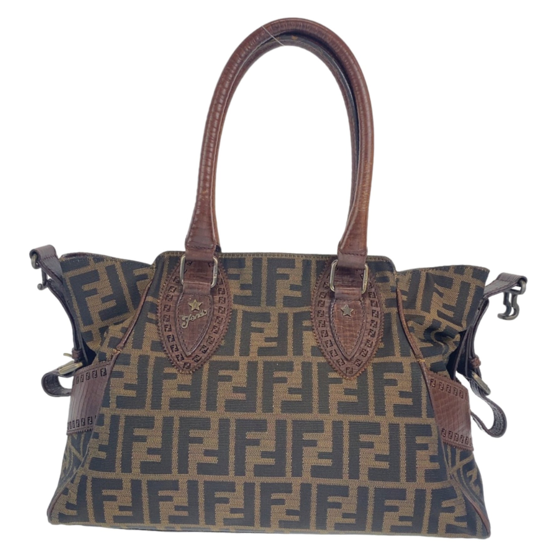 FENDI Zucca pattern Ethnico canvas and leather shoulder bag, handbag, tote bag
