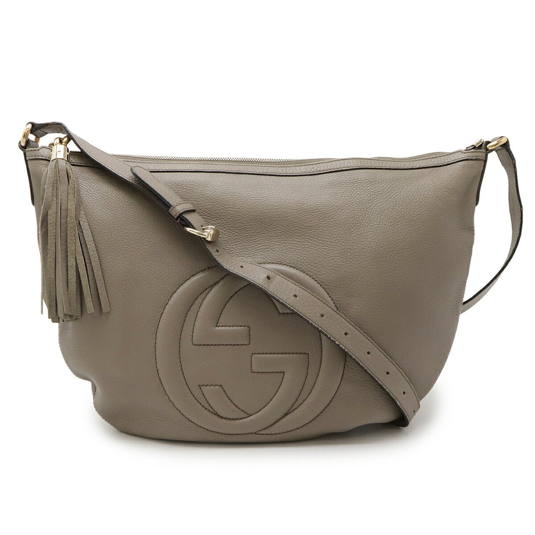GUCCI Soho Interlocking G Tassel Shoulder Bag in Black Leather (295175)