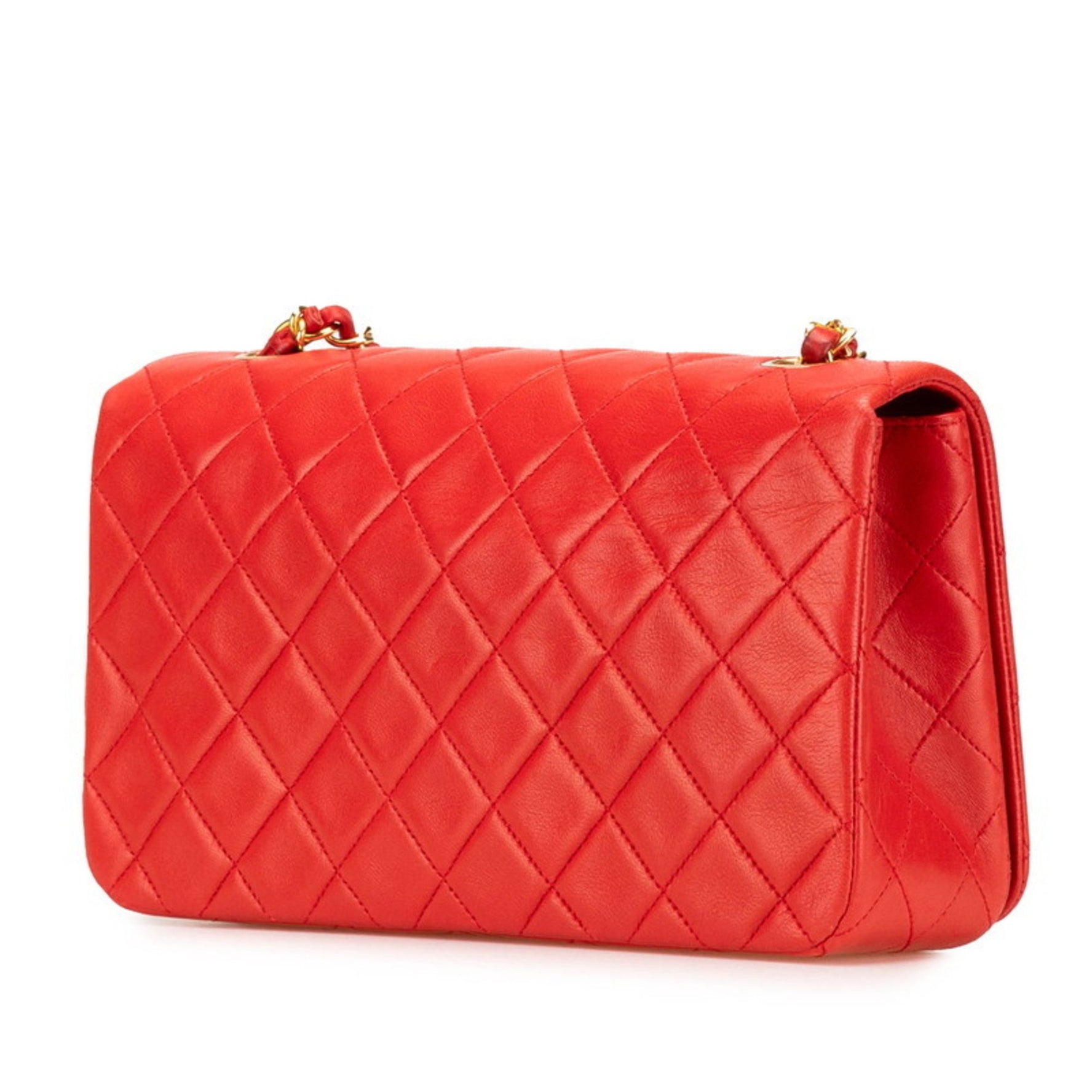 CHANEL Matelasse 23 Coco Mark Full Flap Chain Shoulder Bag in Red Lambskin