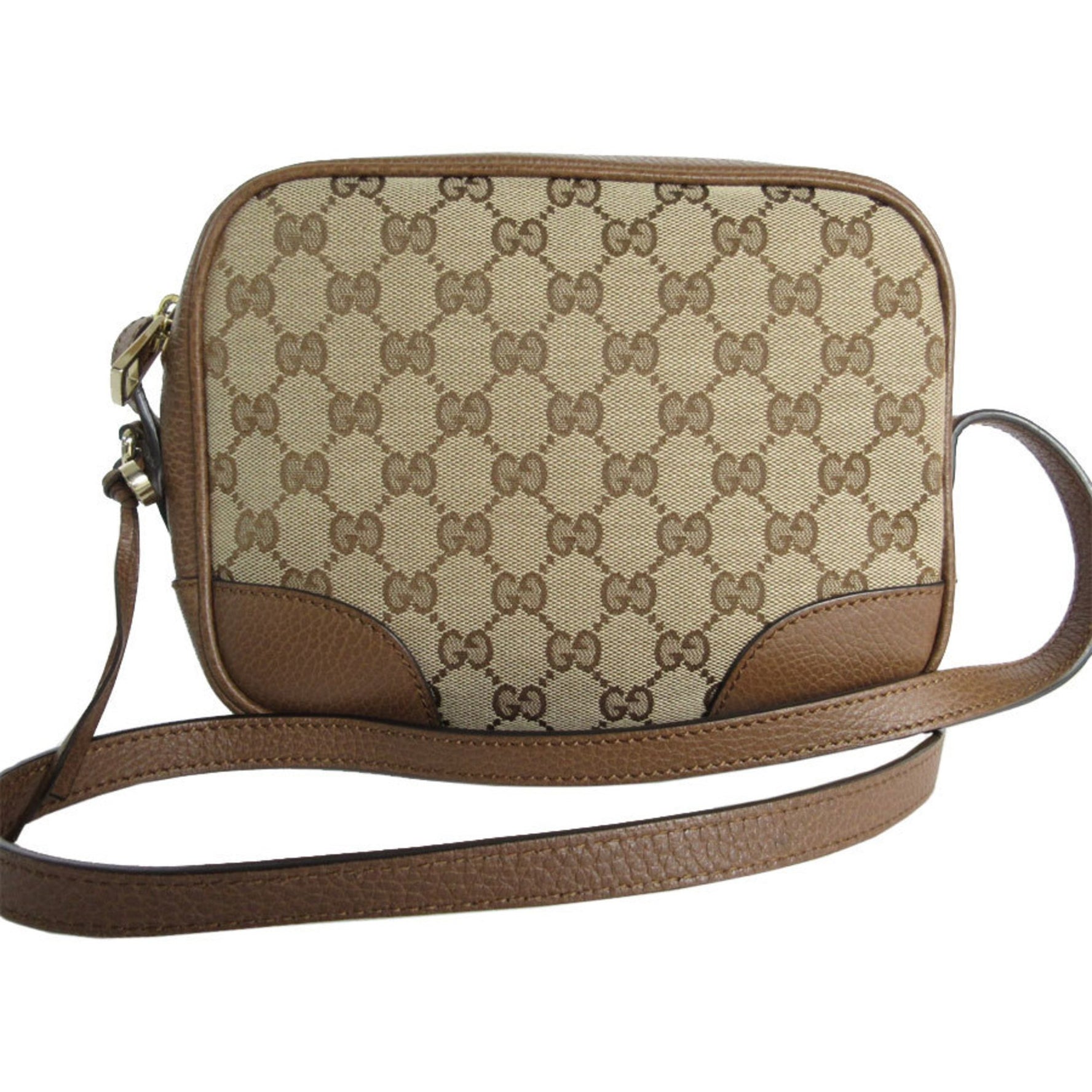 GUCCI Shoulder Bag GG Canvas Leather Beige Brown Women's s0123f