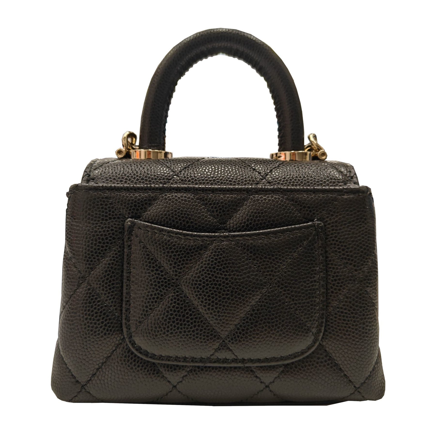 CHANEL Chanel Matelasse Flap Bag Caviar Skin Coco Handle Micro Black AP4245 Random GD Hardware Women's