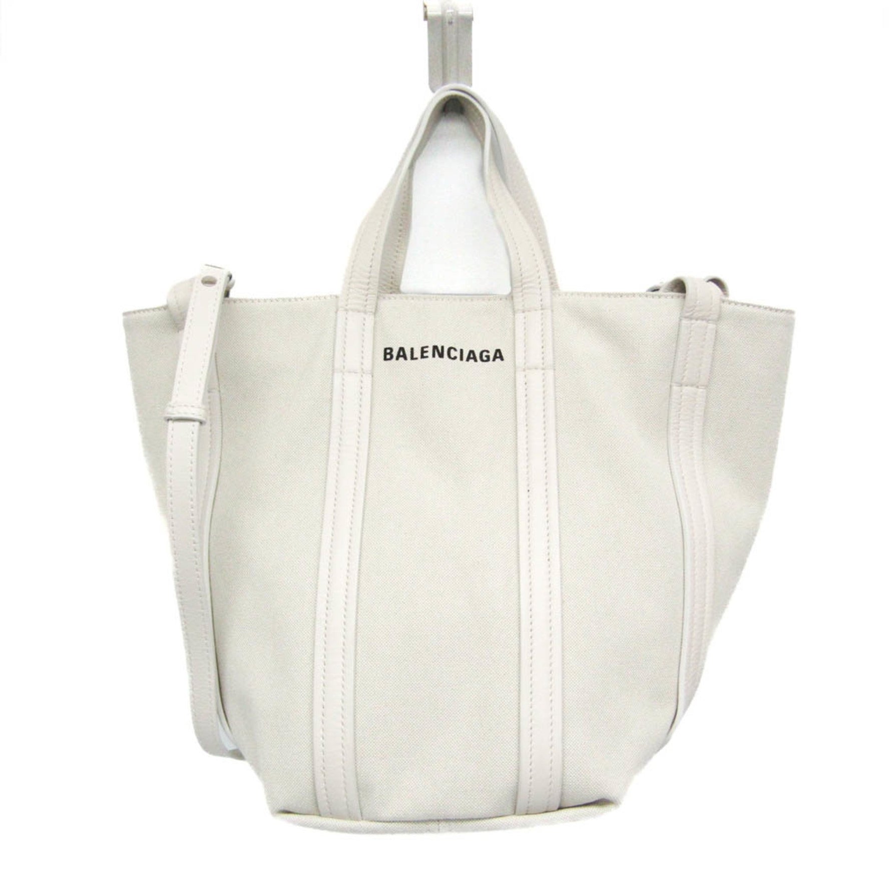 Balenciaga EVERYDAY 2.0 SMALL SORTH SOUTH Women's Canvas,Leather Handbag,Shoulder Bag White