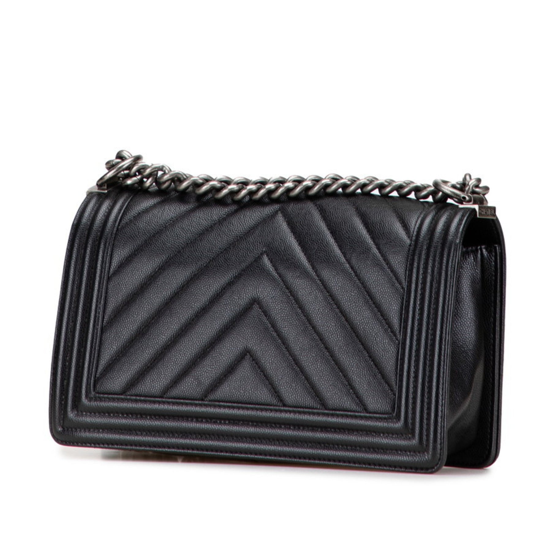 Chanel Boy Chevron Chain Shoulder Bag Caviar Skin