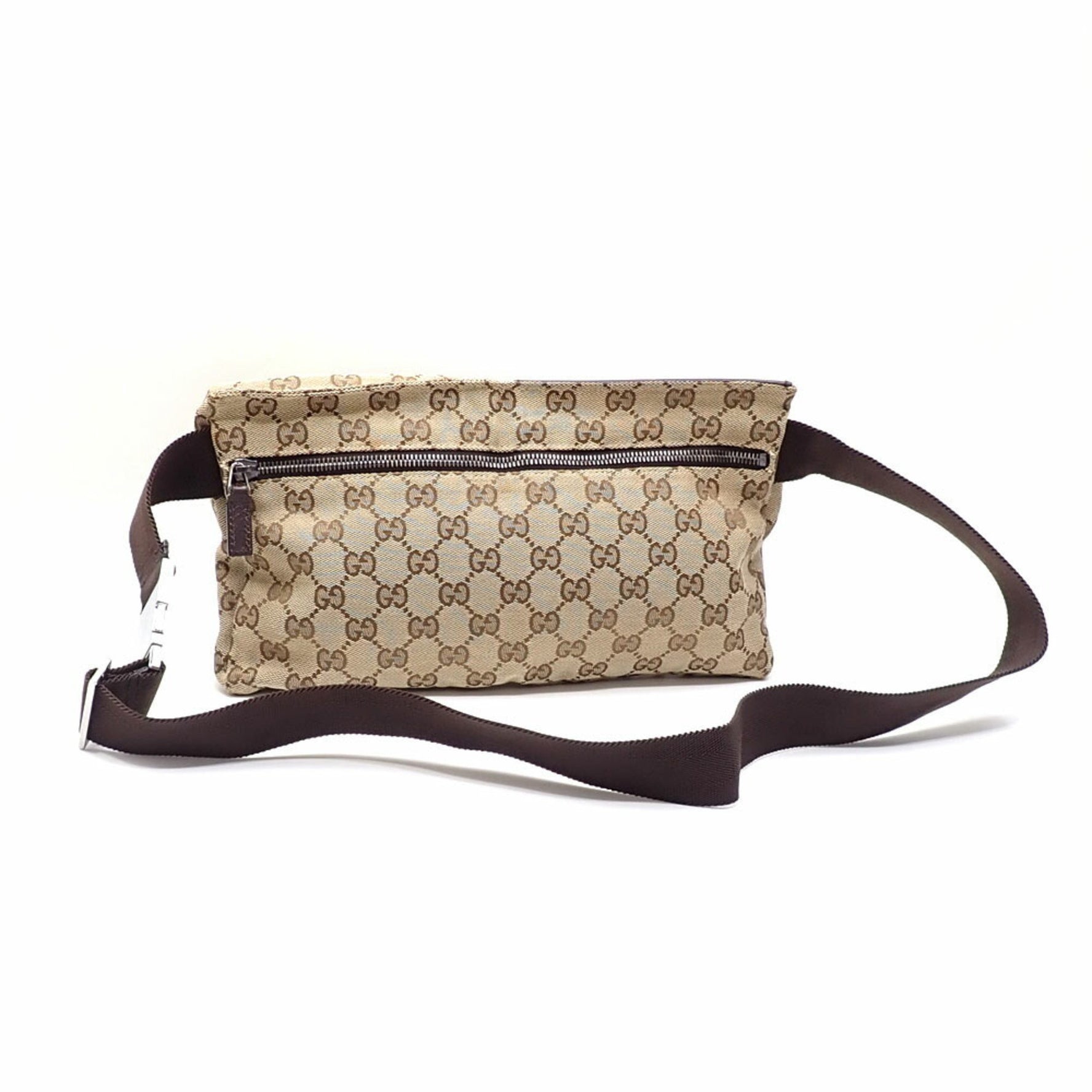 Gucci Men's Waist Bag, Beige/Brown GG Canvas and Leather,