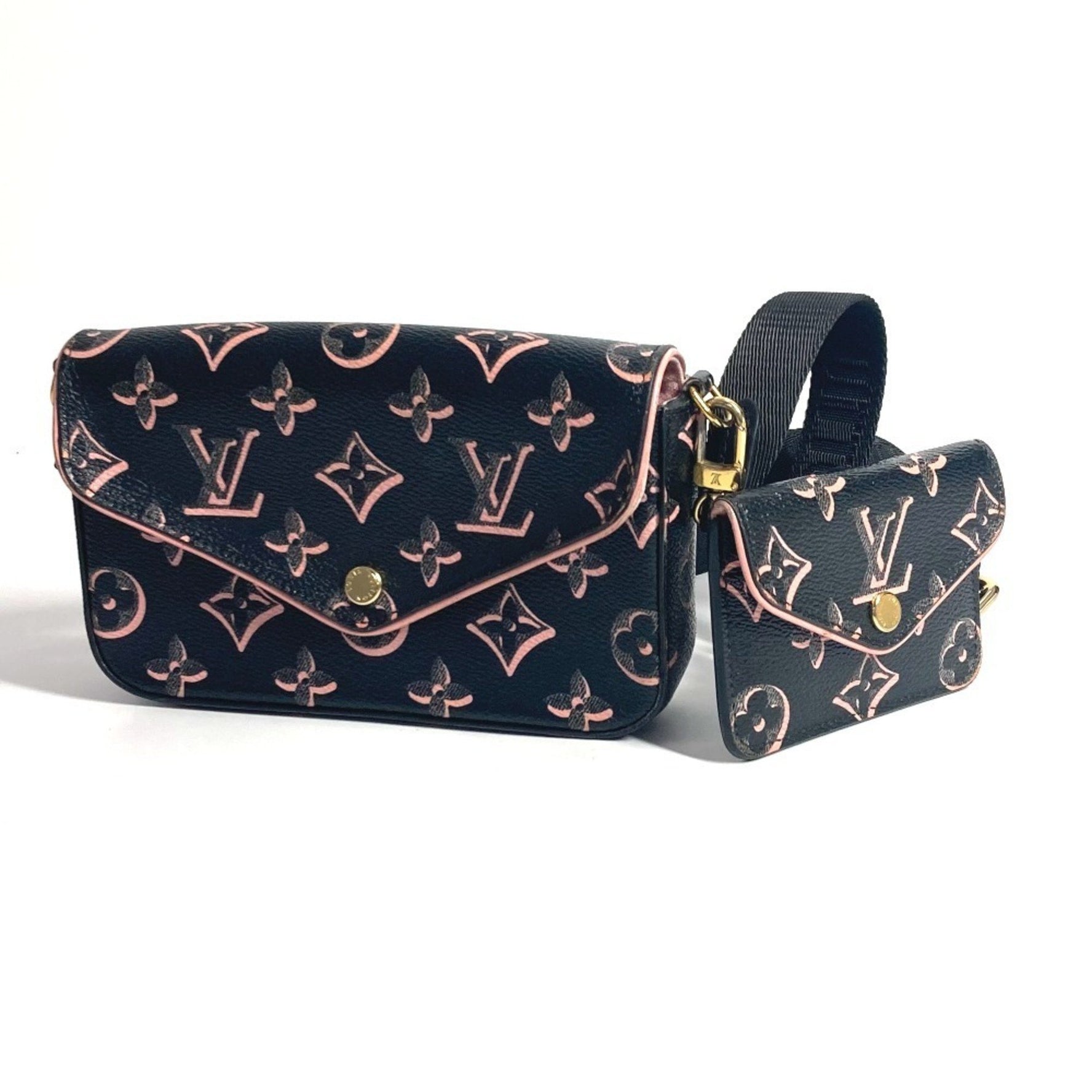 Louis Vuitton Fall for You Collection Monogram Multi Pochette Felicie Bag Crossbody Flap Shoulder Coated Canvas Black