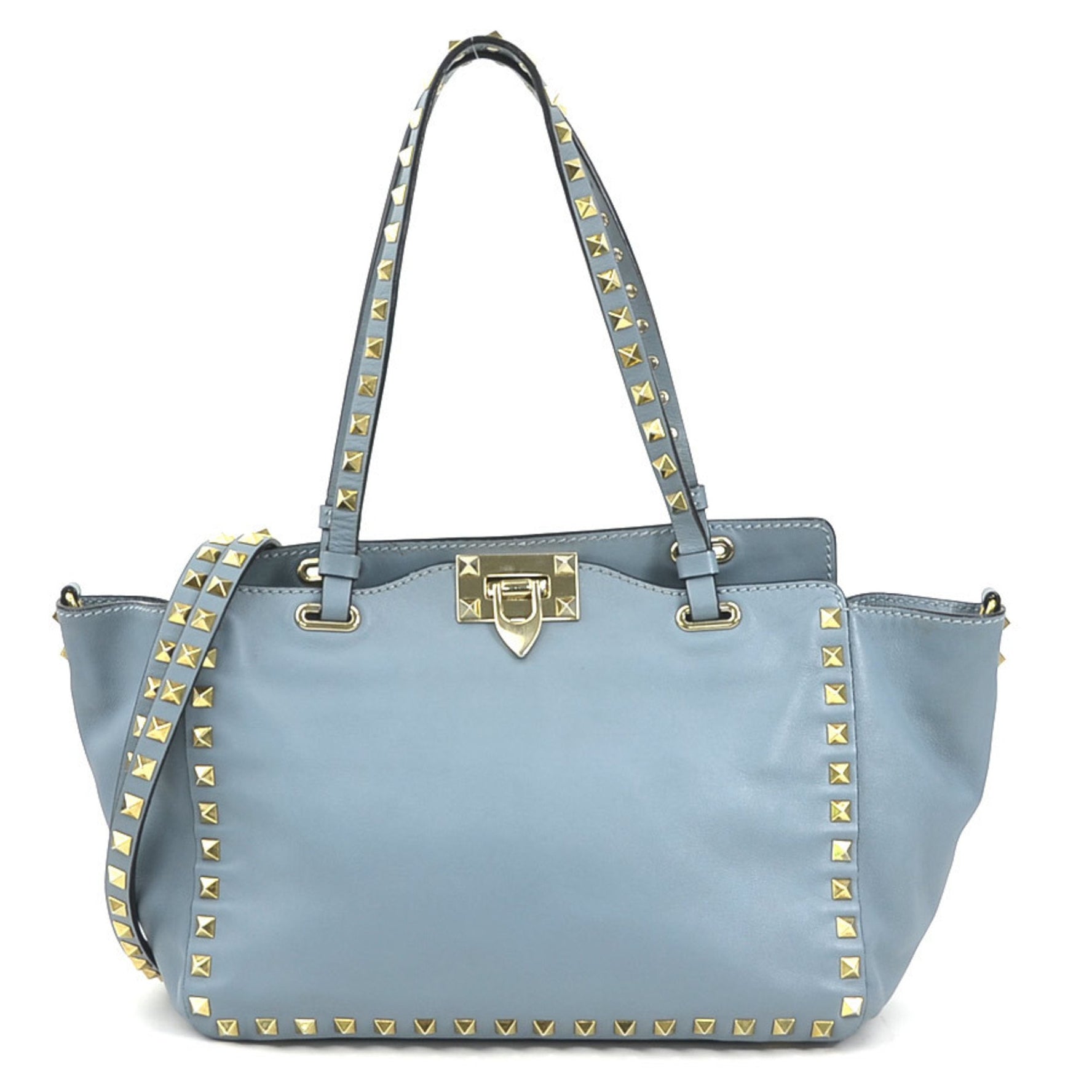 Valentino Garavani Handbag Shoulder Bag Rockstud Leather Metal Light Gold