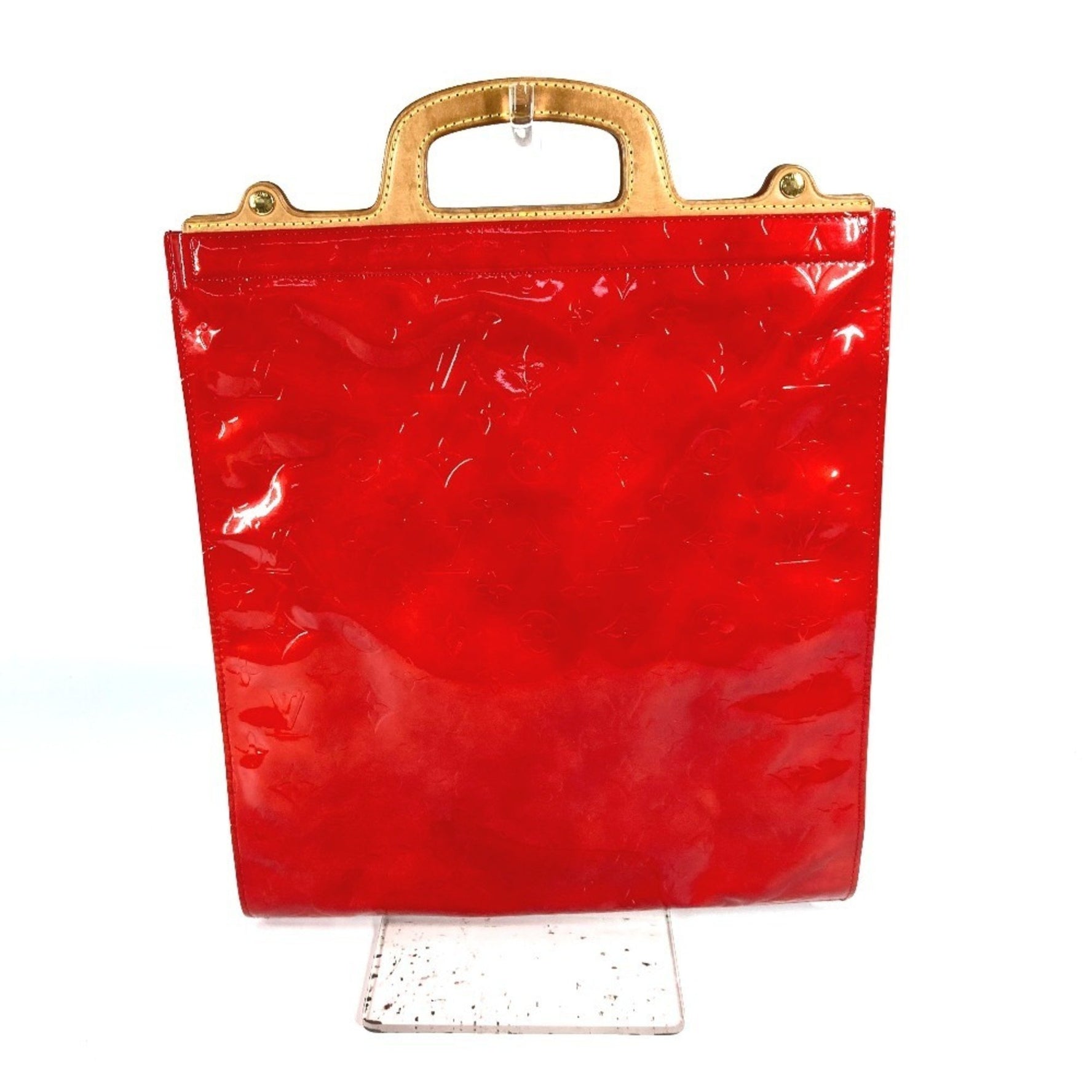 Louis Vuitton Monogram Vernis Stanton Tote Bag Vertical Handbag Red